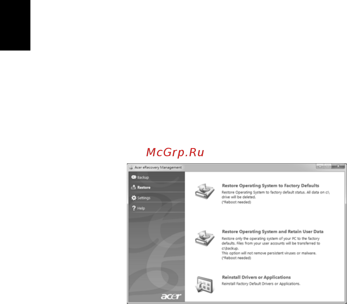 Acer ASPIRE 5733Z [2226/2348] Mengembalikan ke kondisi sistem sebelumnya