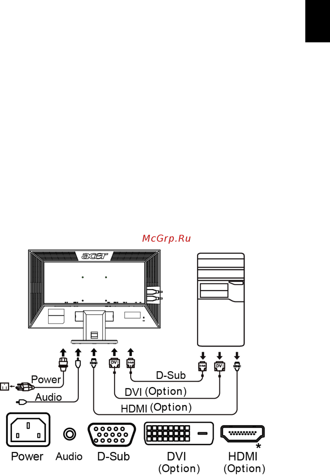 Acer V243HL [22/29] Установка