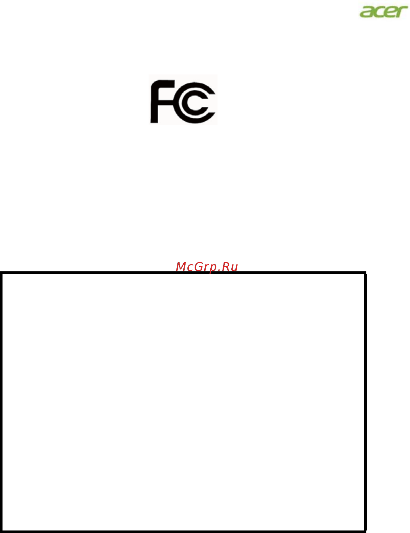 Acer V225HQL [11/30] Federal communications commission declaration of conformity