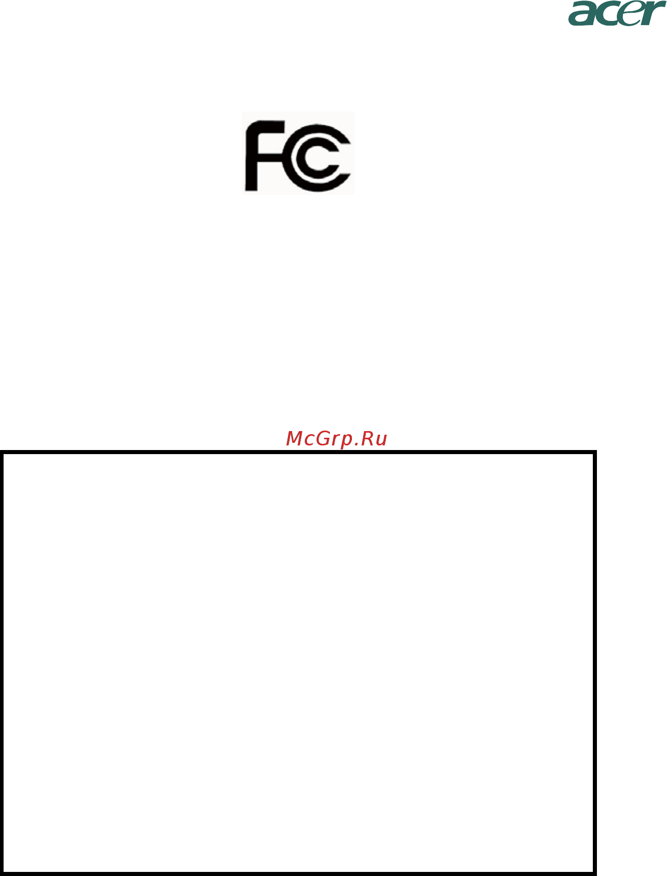 Acer V223HQV [11/28] Federal communications commission declaration of conformity