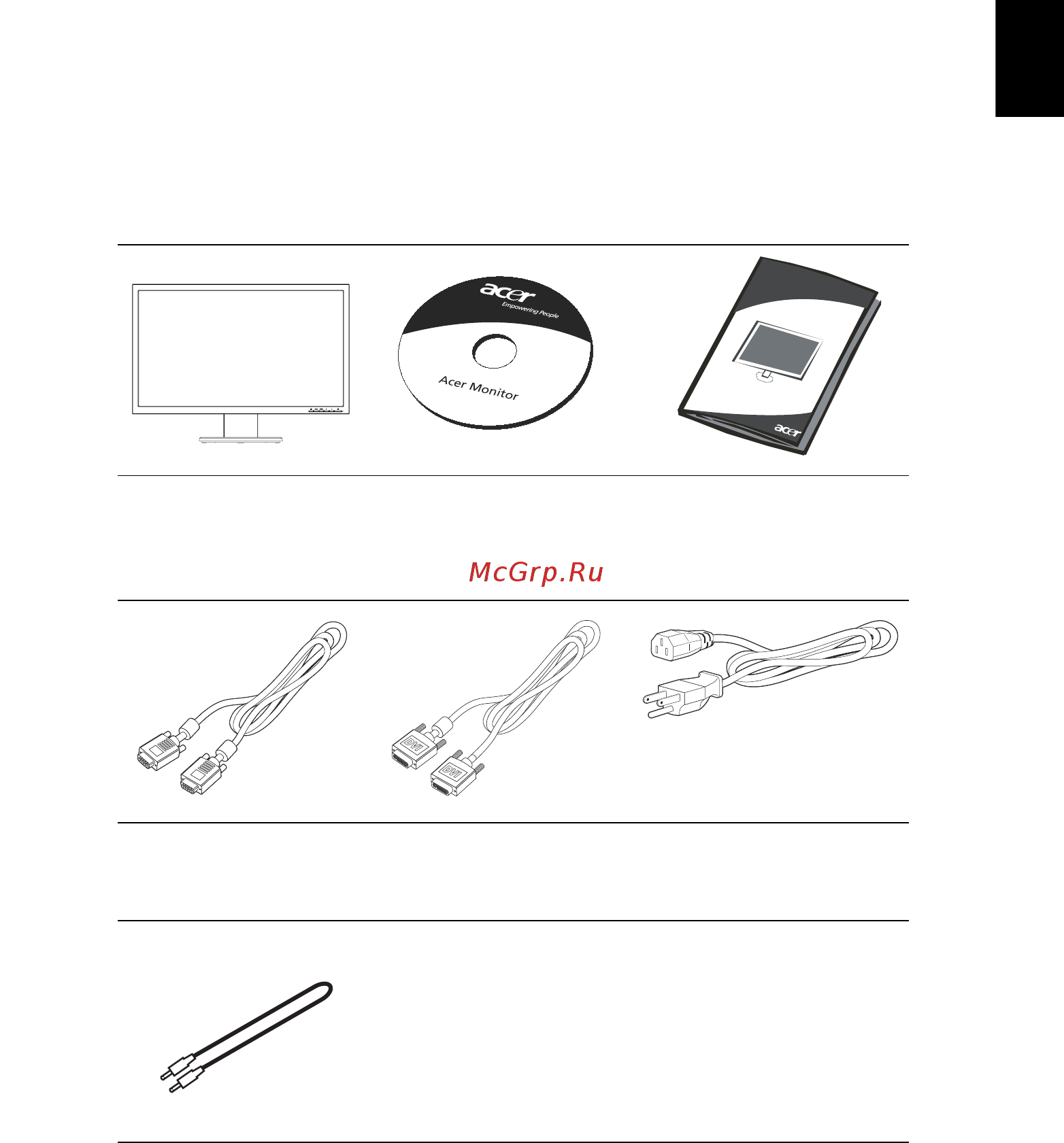 Acer V223HQV [15/28] Кабель dvi опция
