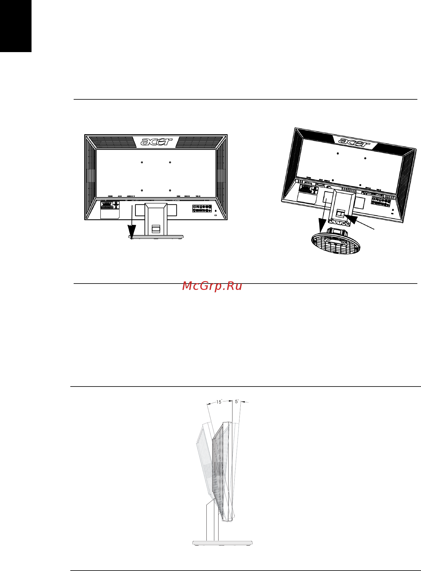 Acer V183HL [16/28] Установка и отсоединение основания