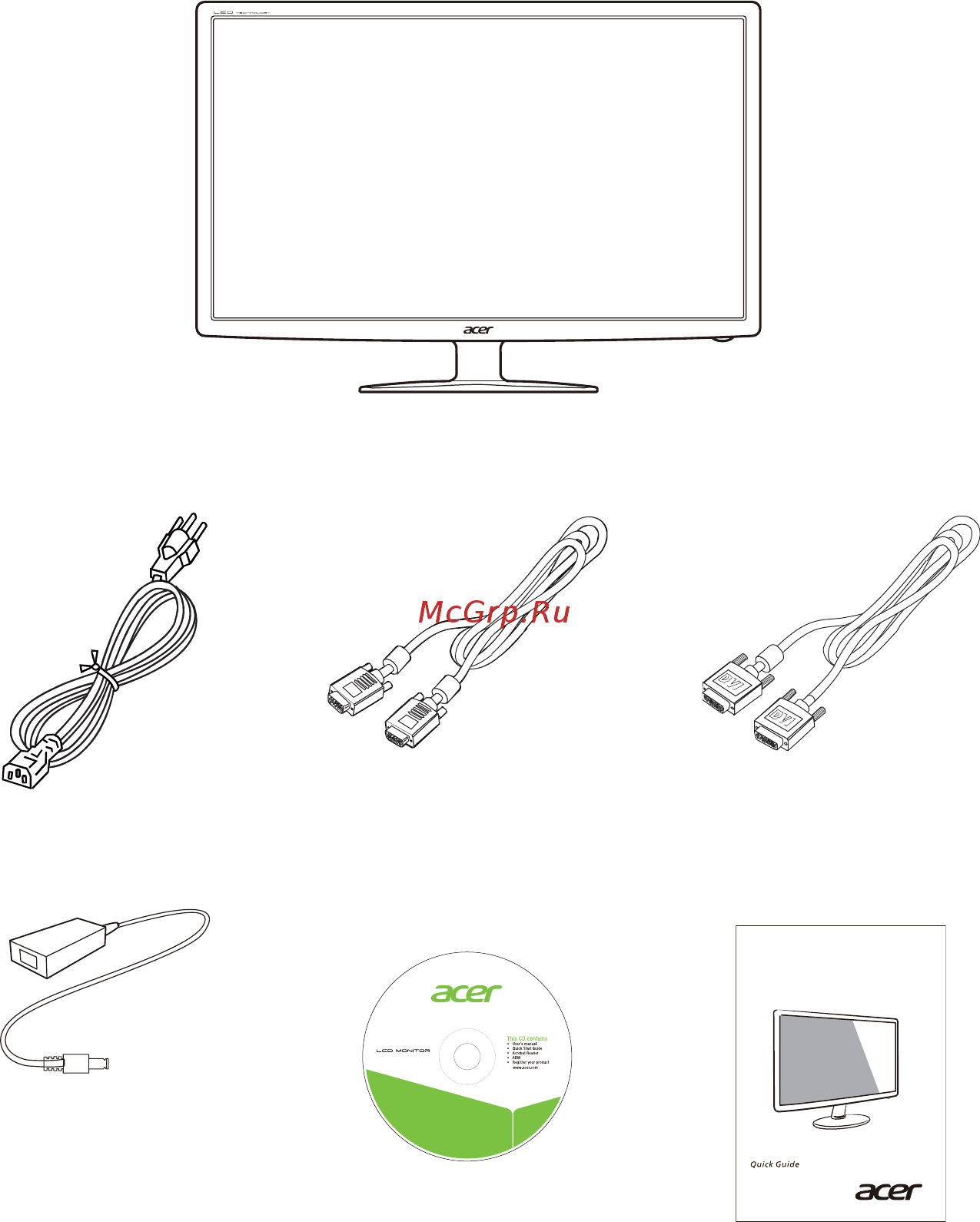 Acer S241HL [11/30] Распаковка