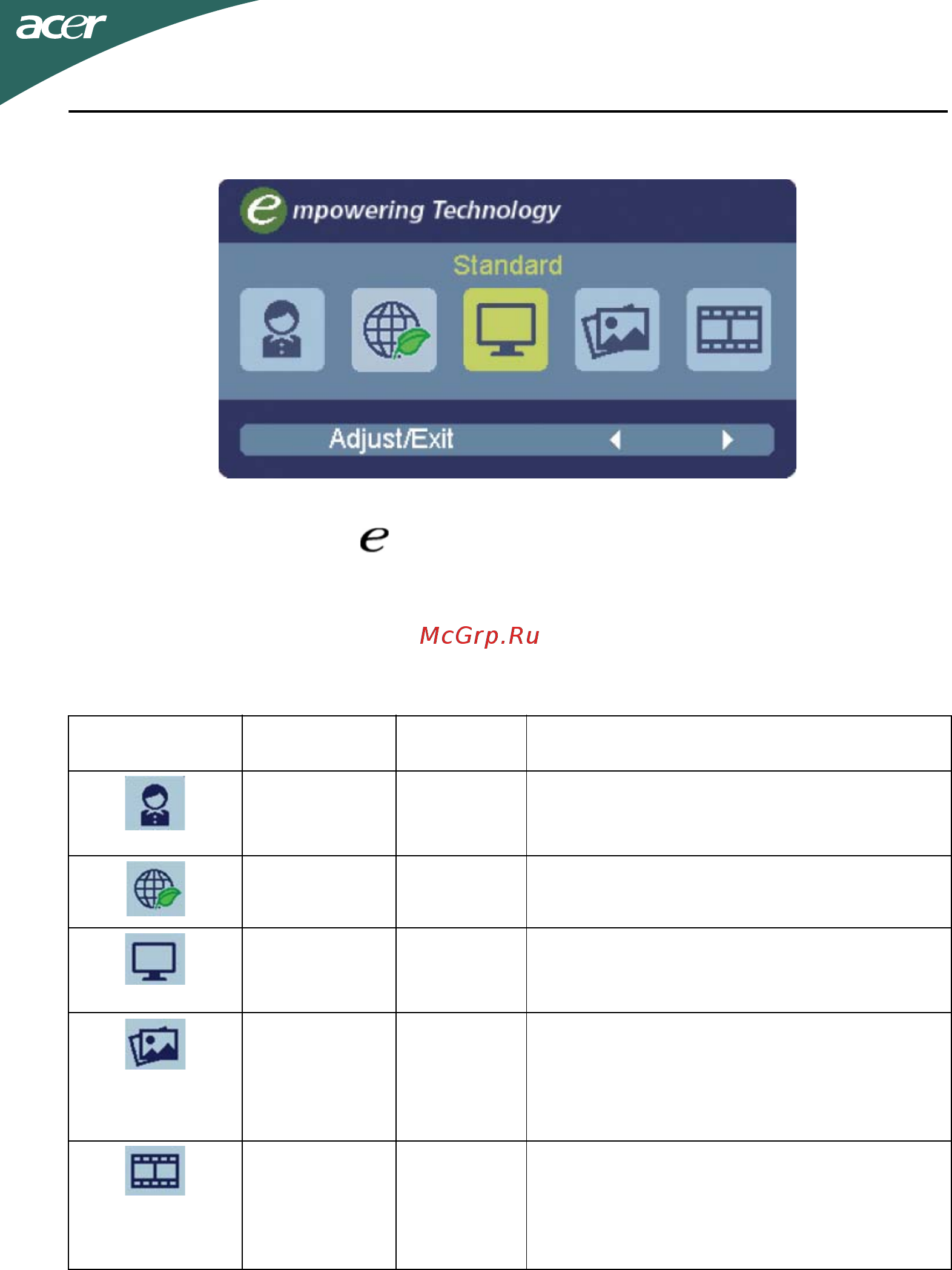 Acer P246HL [15/23] Инструкции по работе