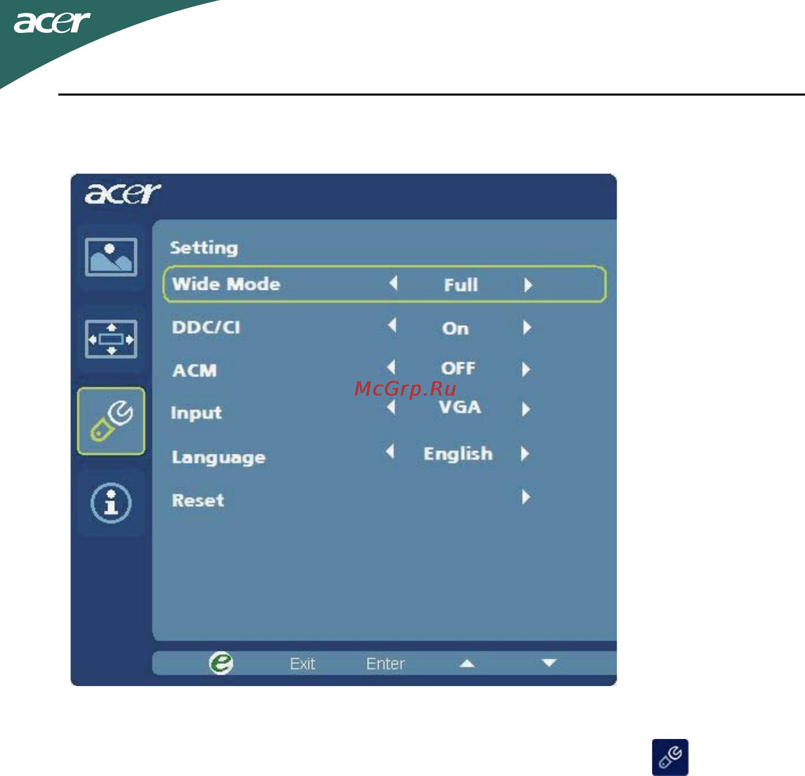 Acer P246HL Инструкция по эксплуатации онлайн [18/23] 99045