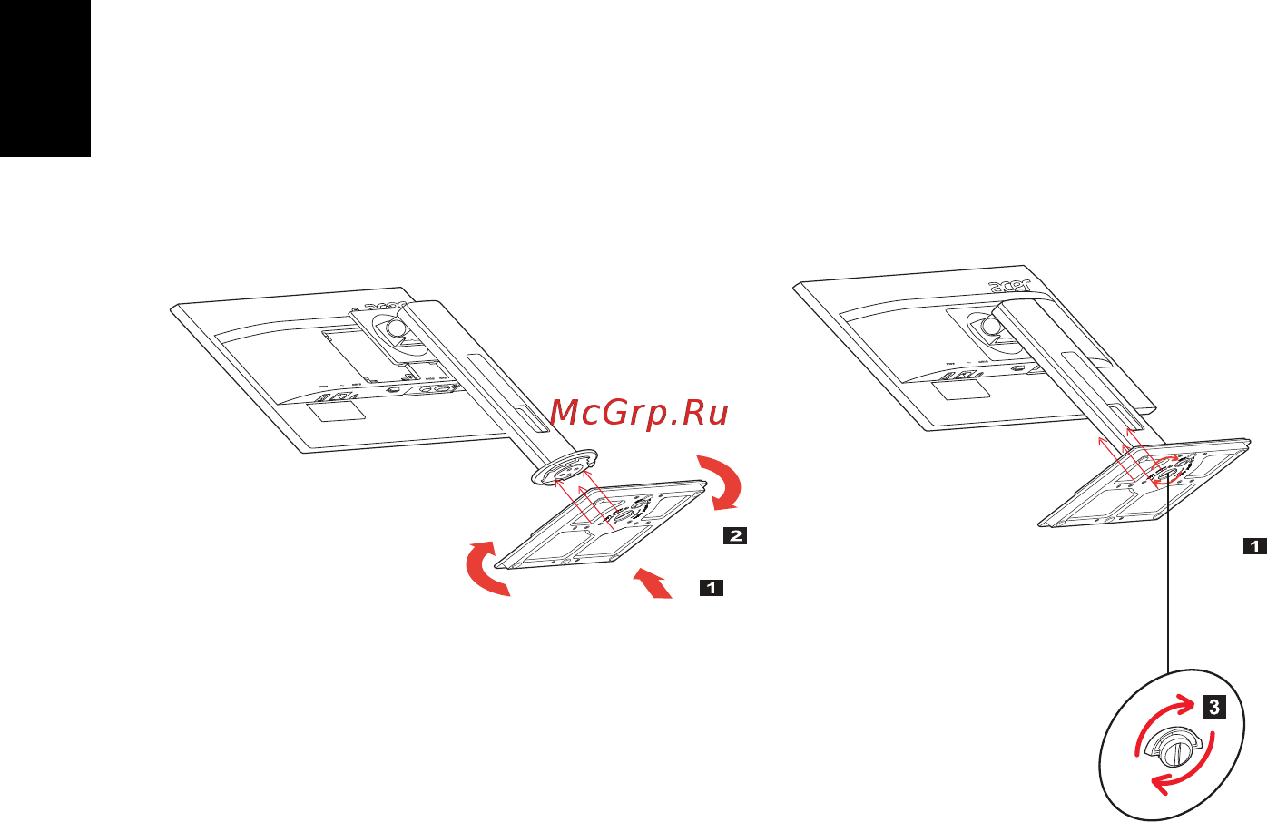 Acer B196L [14/29] Присоединение и отсоединение основания