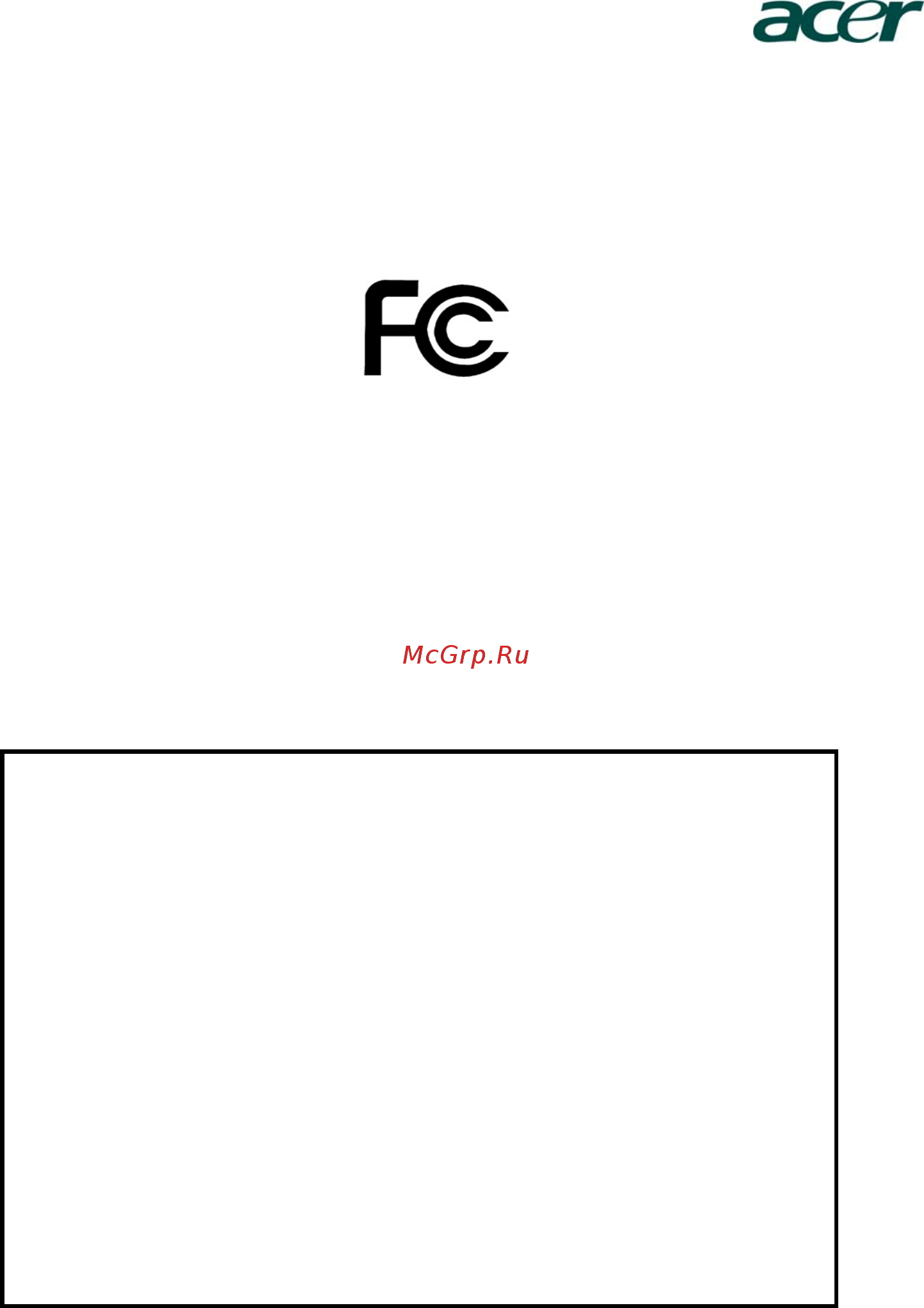 Acer B193WL [11/29] Federal communications commission declaration of conformity