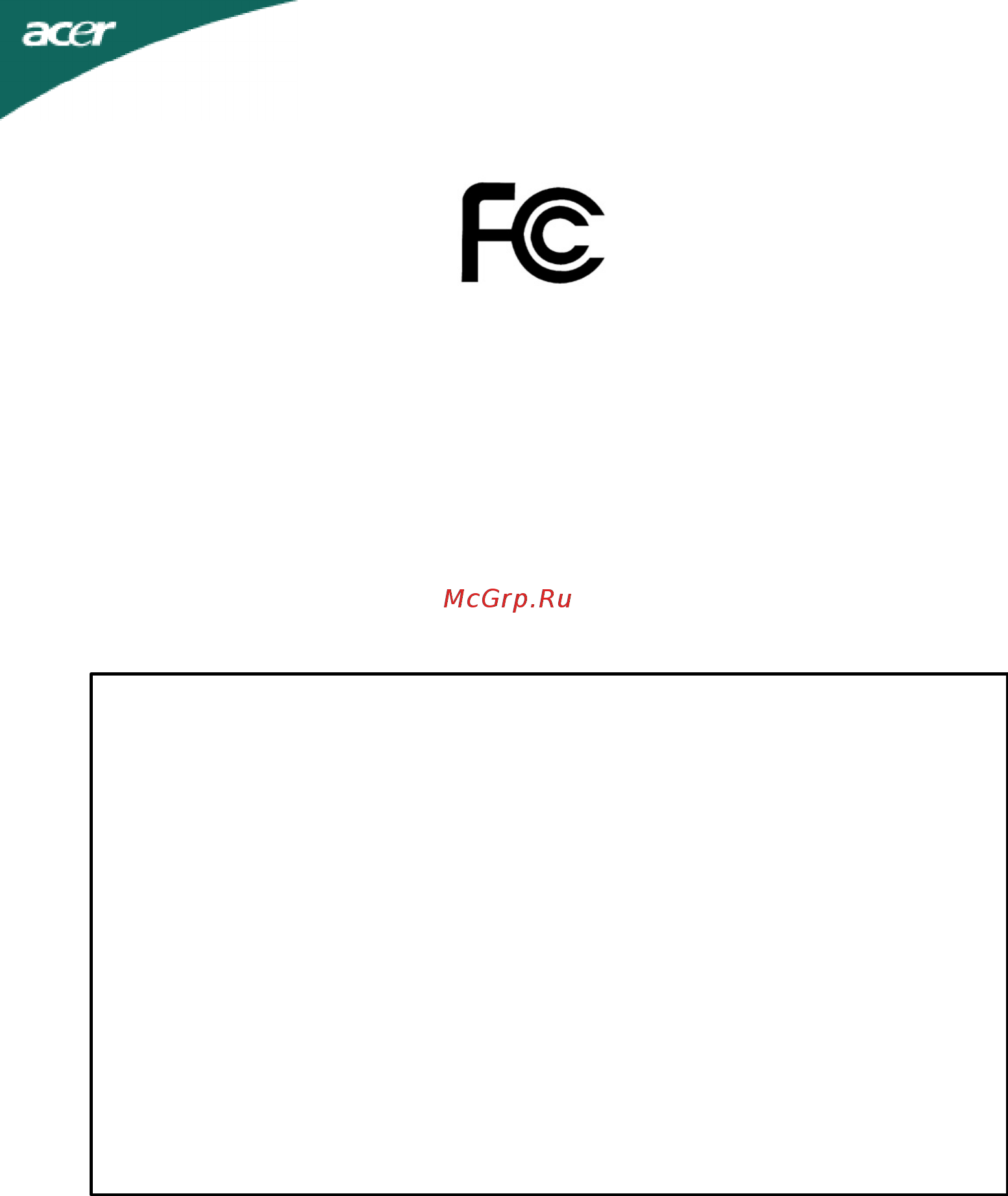 Acer A221HQL [23/23] Federal communications commission declaration of conformity