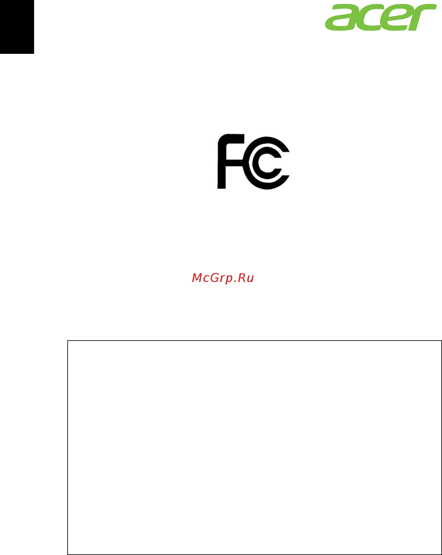 Acer VERITON M2611G [652/764] Federal communications commission