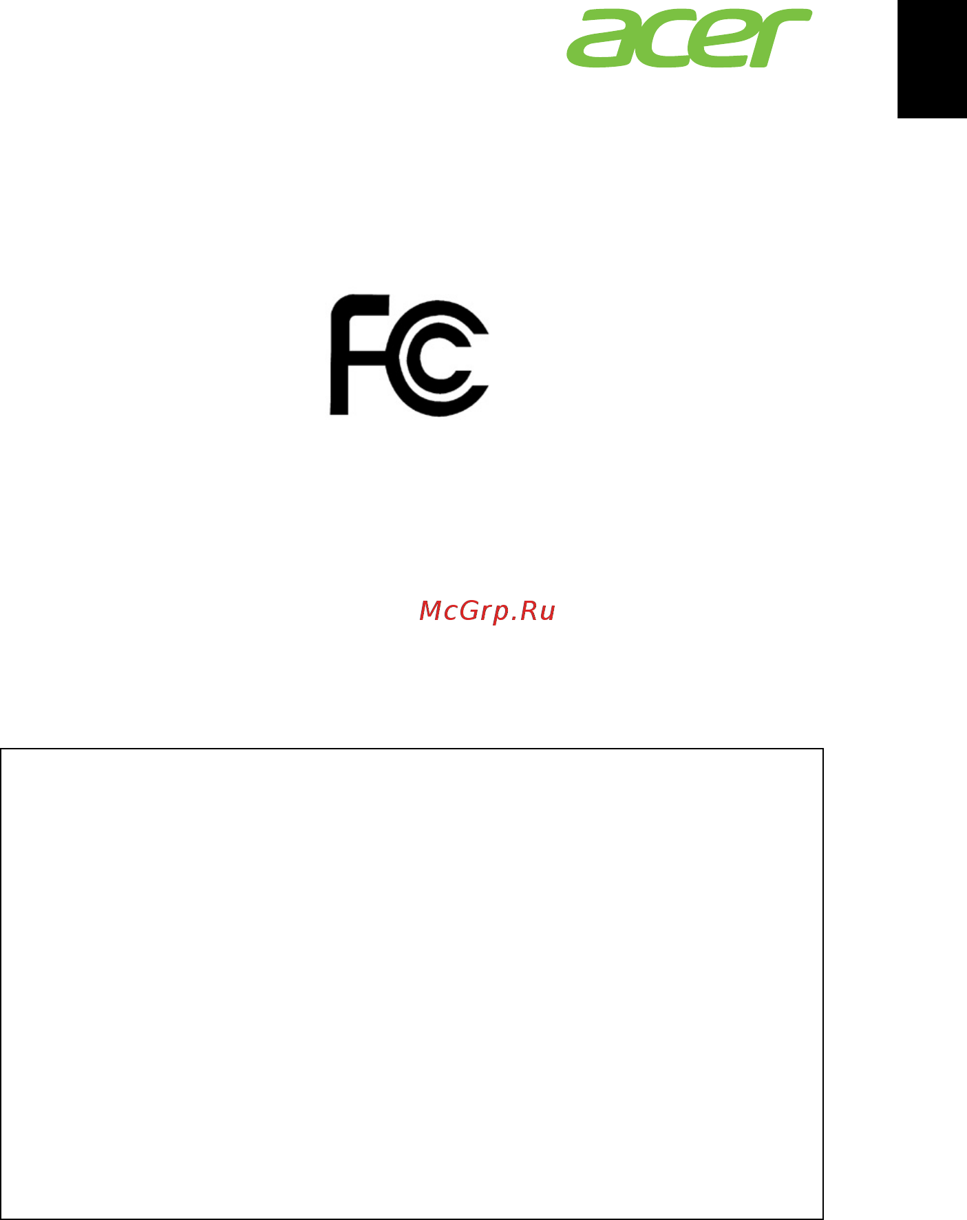 Acer VERITON M2611G [81/764] Federal communications commission