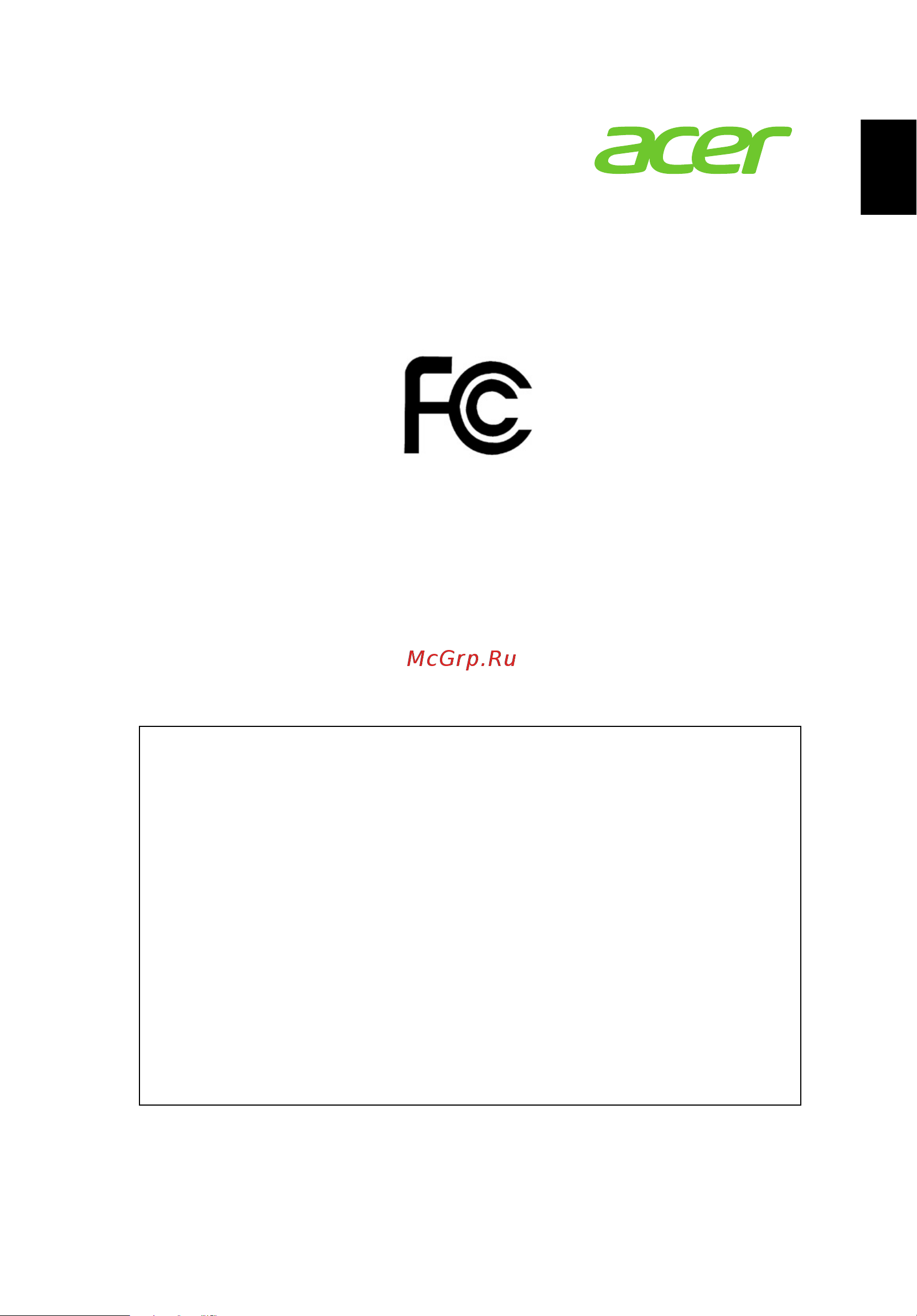 Acer ASPIRE T3-100 [597/764] Federal communications commission