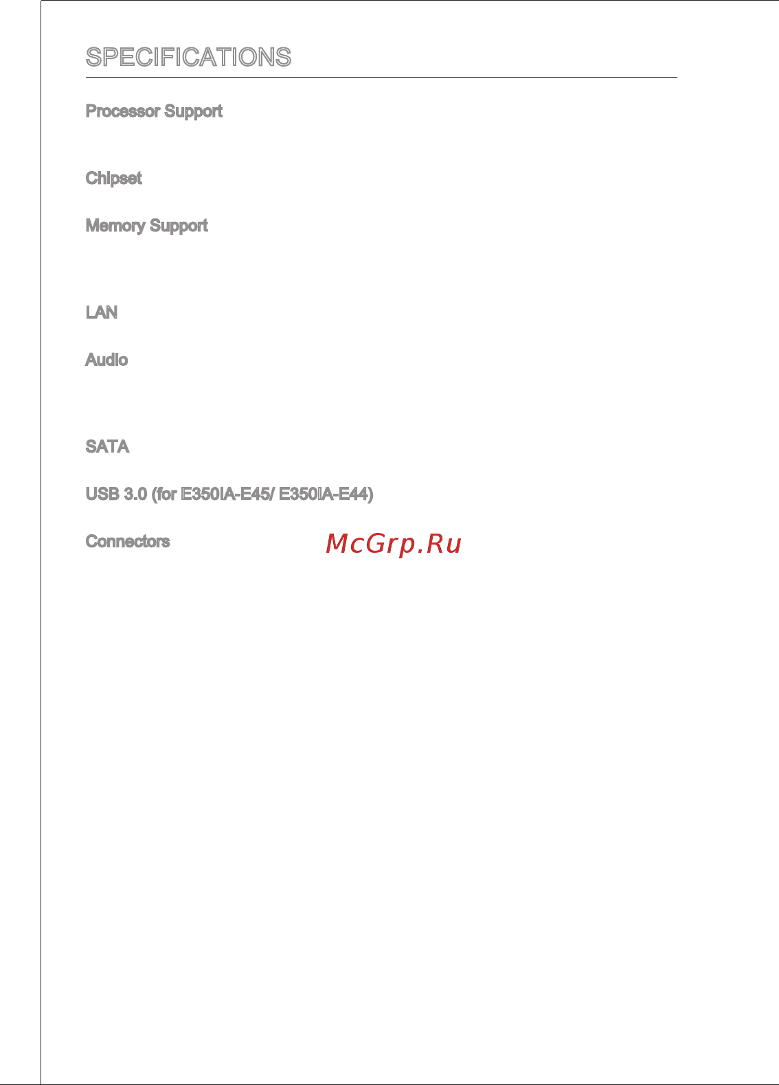 MSI E350IA-E45 [10/121] Specifications