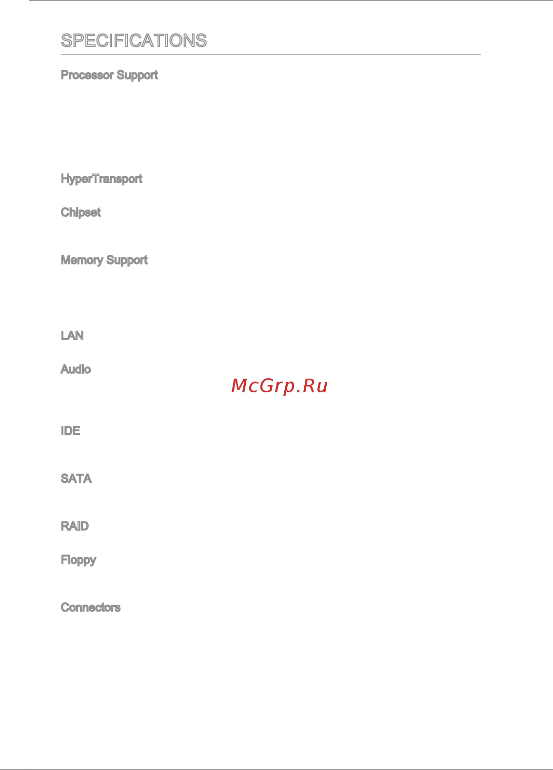 MSI KA780GM2 [10/153] Specifications