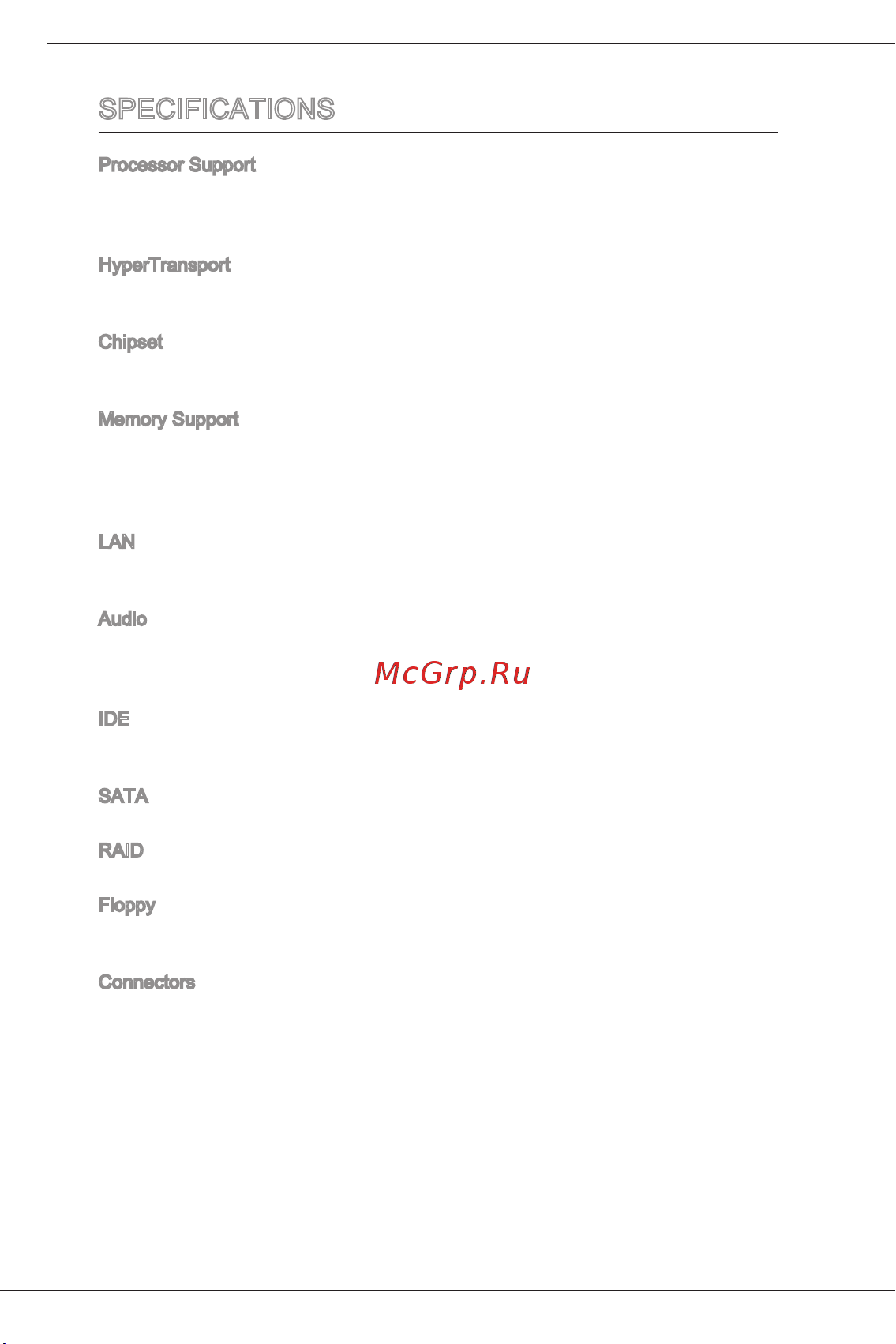 MSI 740GM-P21 [10/169] Specifications