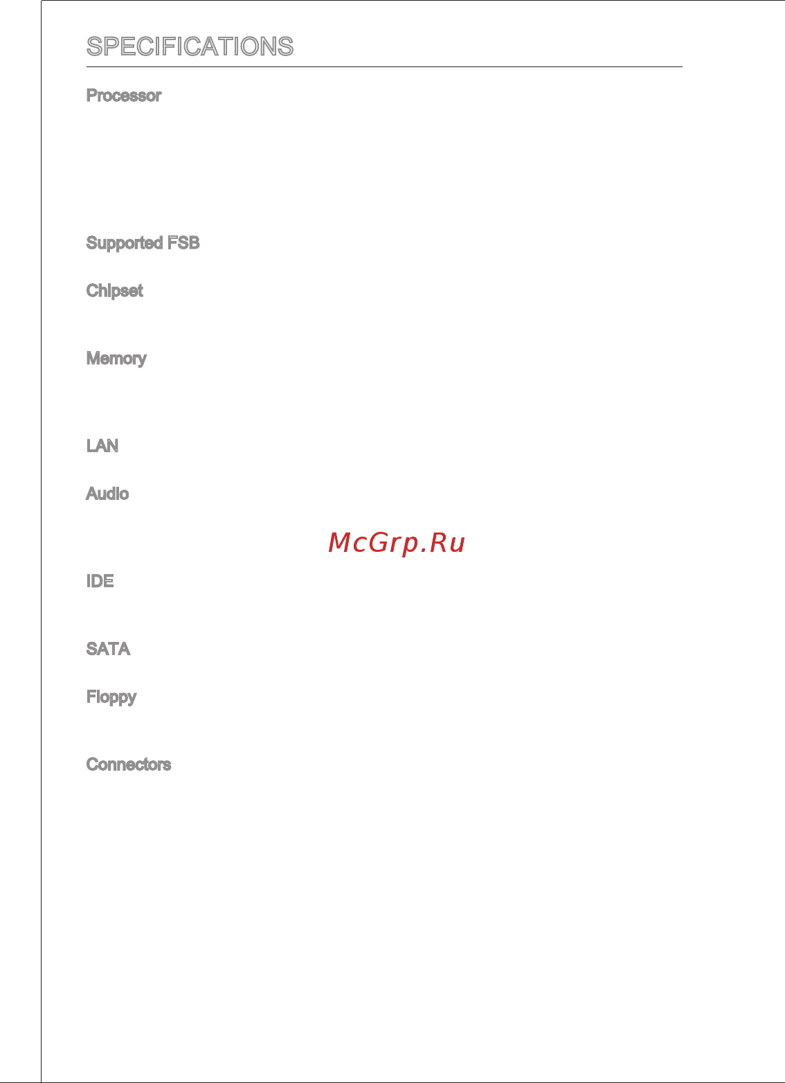 MSI G41M-P21 [10/155] Specifications