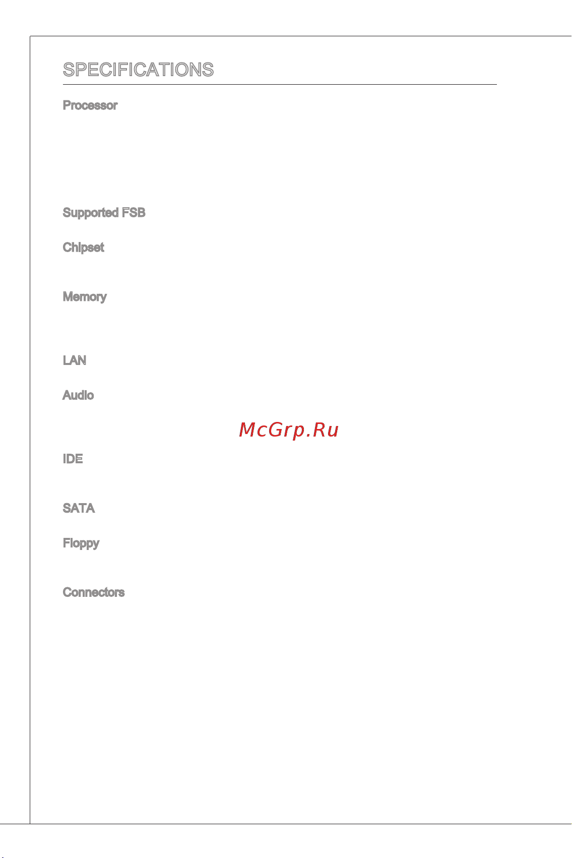 MSI G41M-P23 [10/155] Specifications