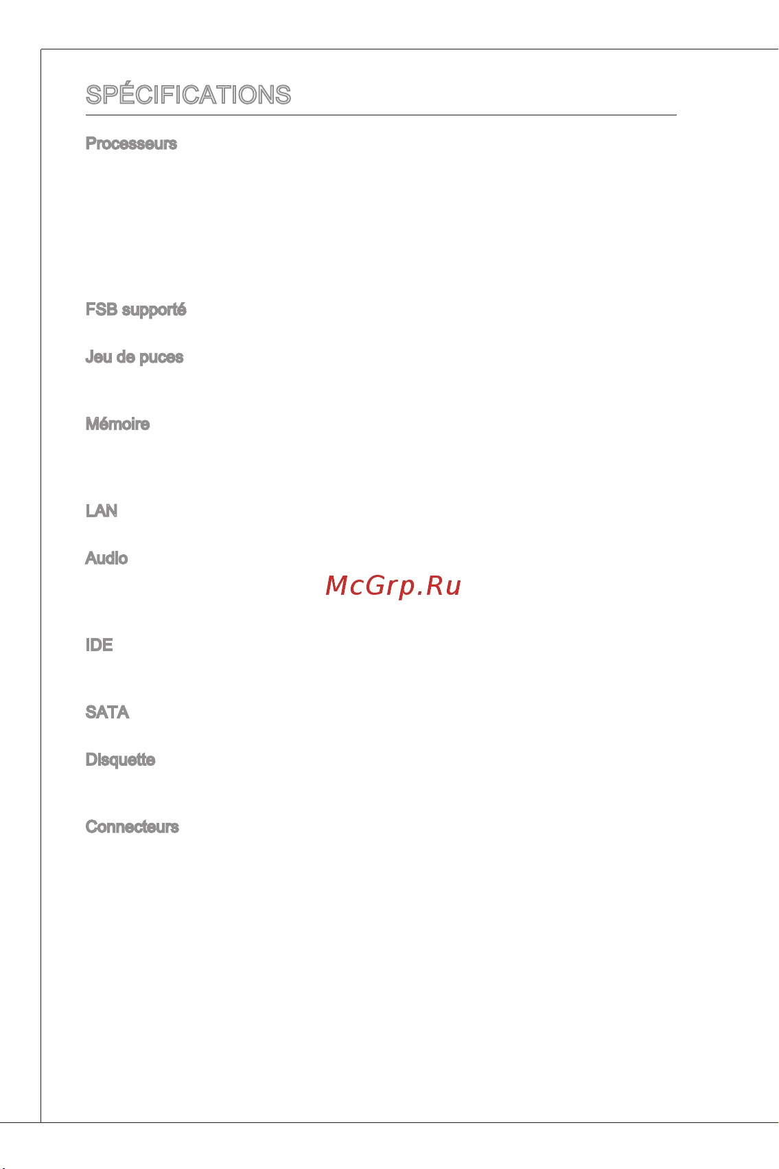 MSI G41M-P23 [46/155] Spécifications