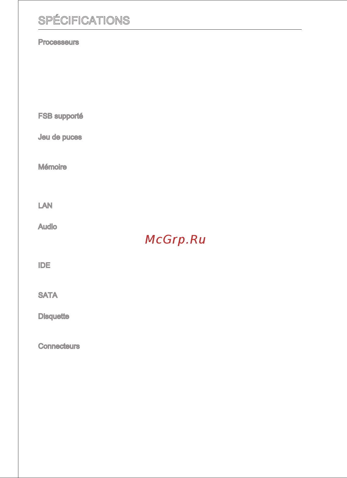 MSI G41M-P25 [46/155] Spécifications
