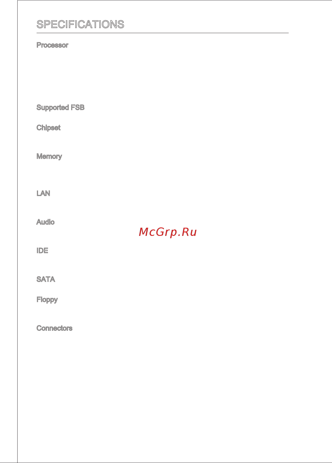 MSI G41M-P26 [10/155] Specifications