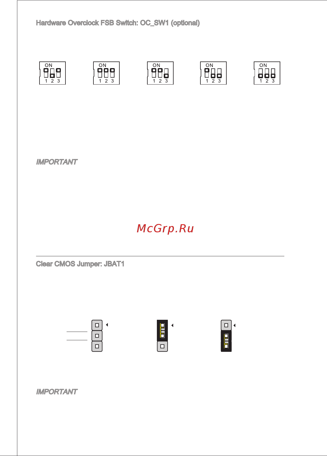 MSI G31TM-P35 [20/153] Make sure that you power off the system before changing the switch