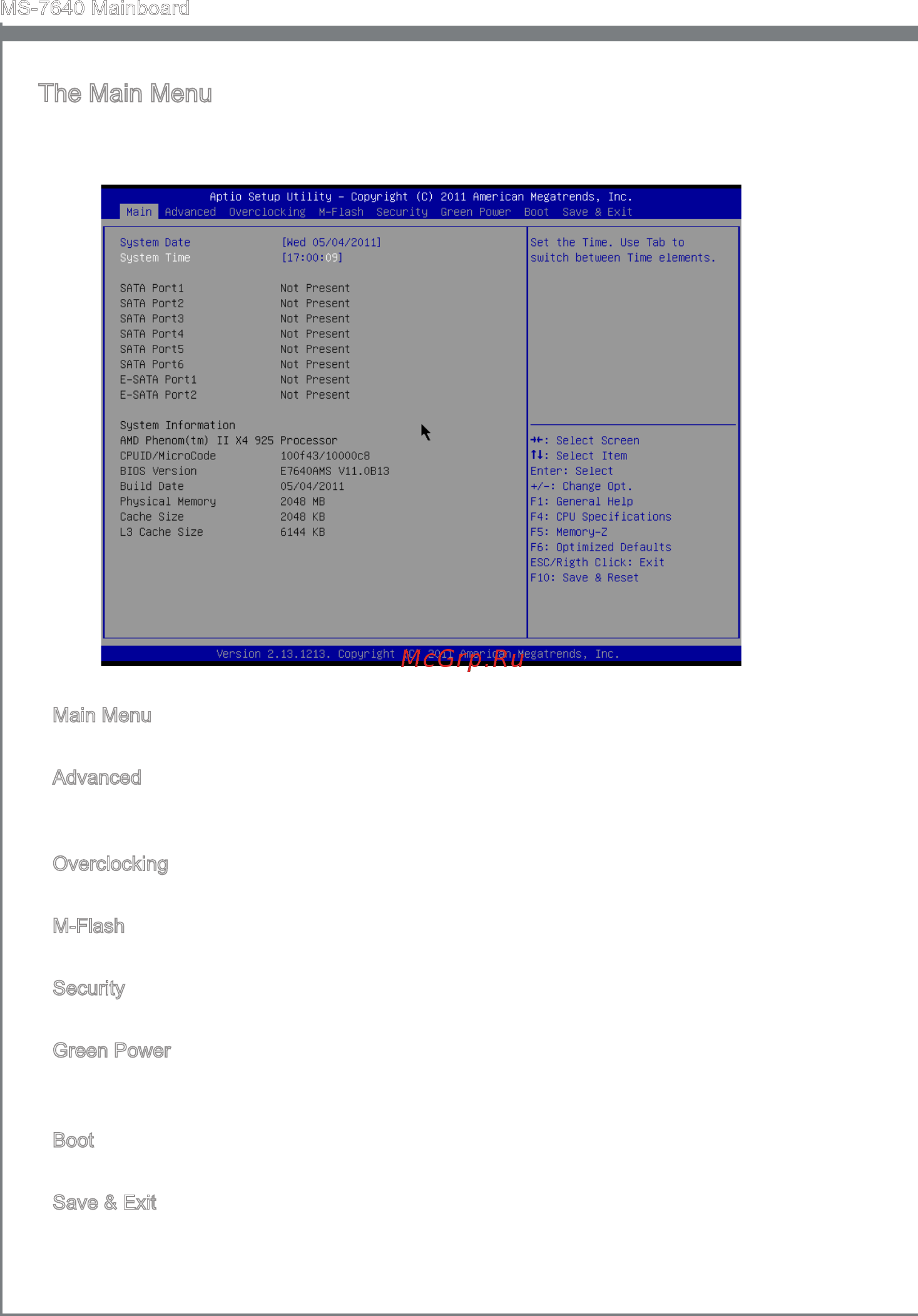 MSI 990FXA-GD80 [38/146] The ma n menu
