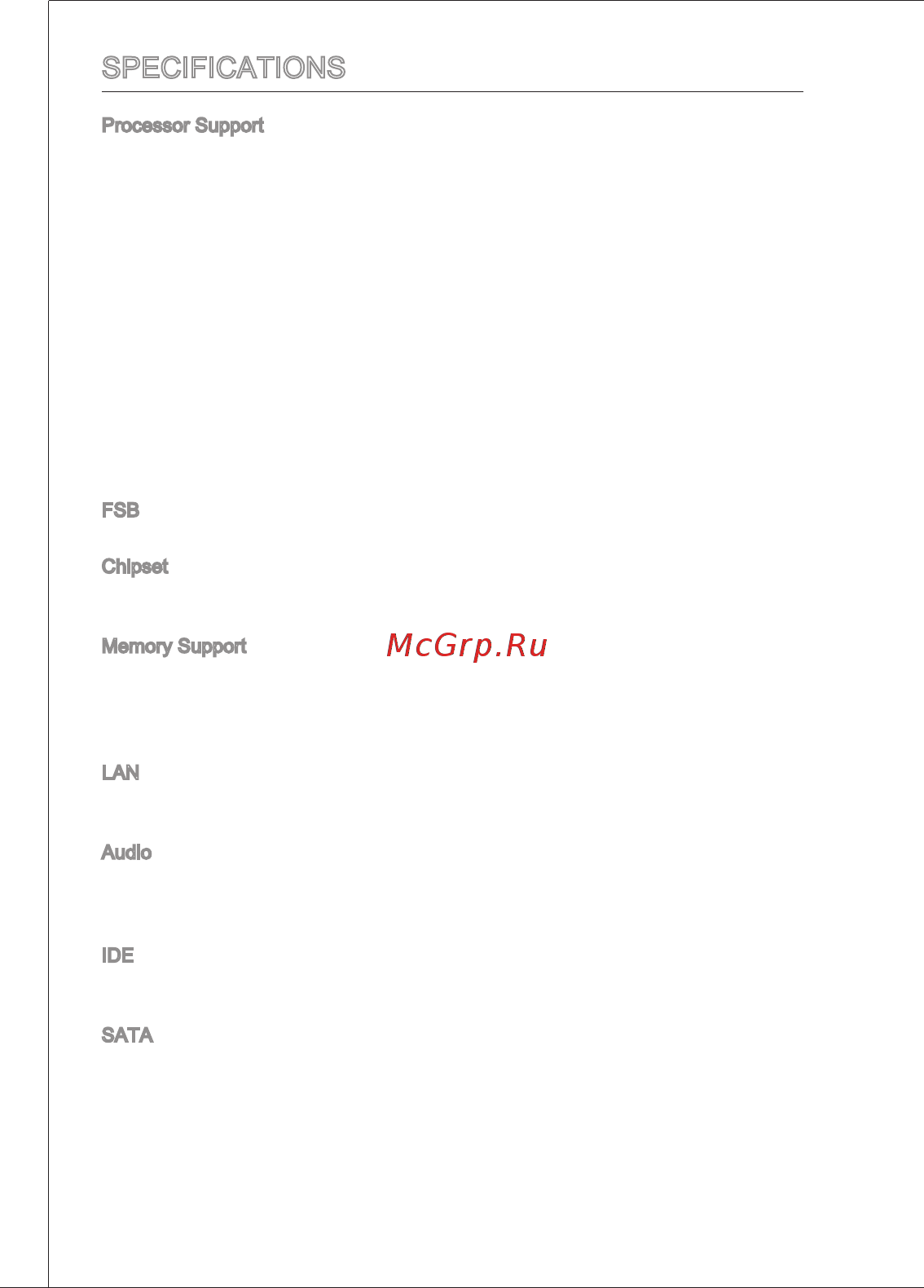 MSI G31TM-P21 [10/153] Specifications