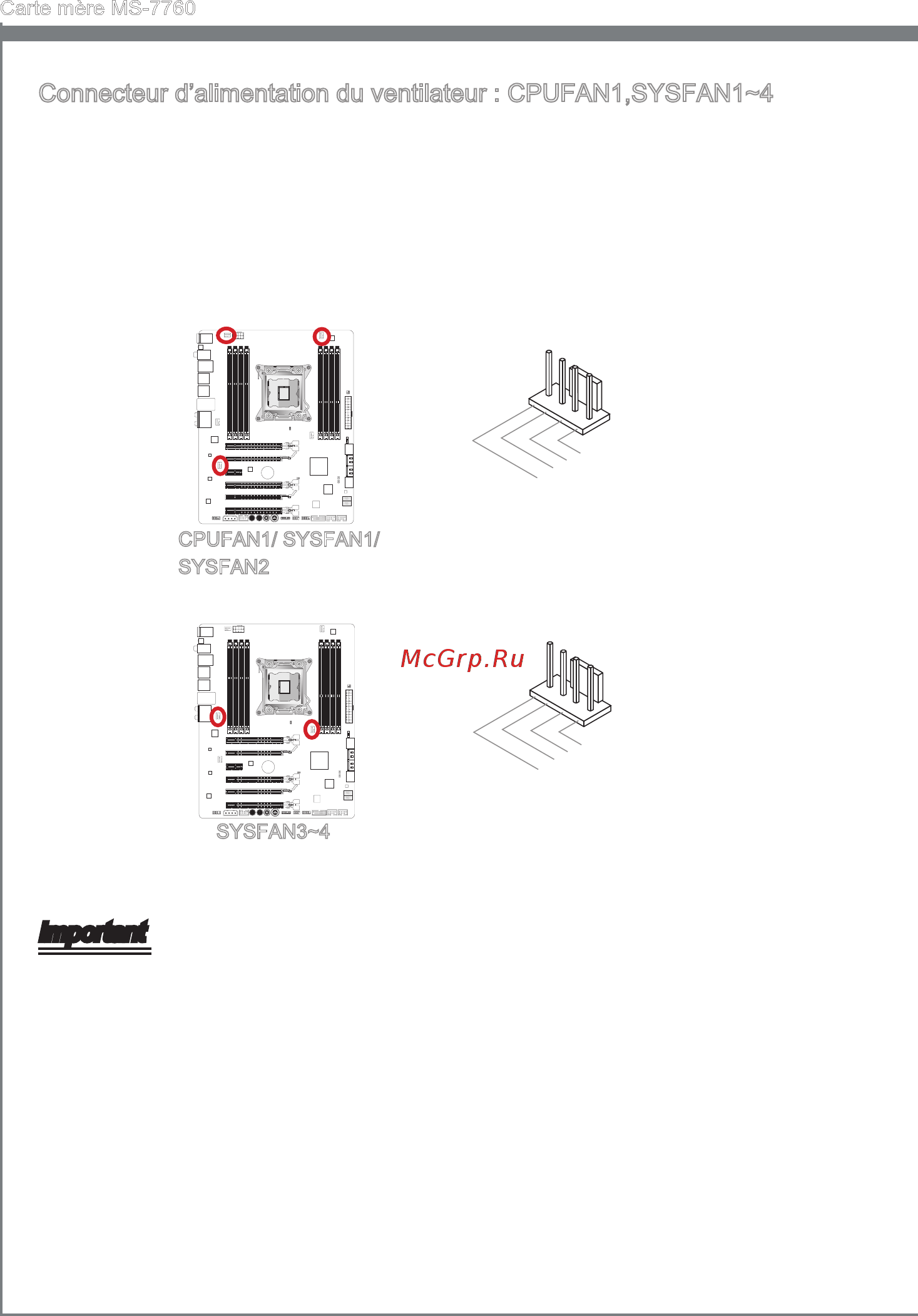 MSI X79A-GD65 (8D) [120/190] Connecteur d al mentat on du vent lateur cpufan1 sysfan1 4