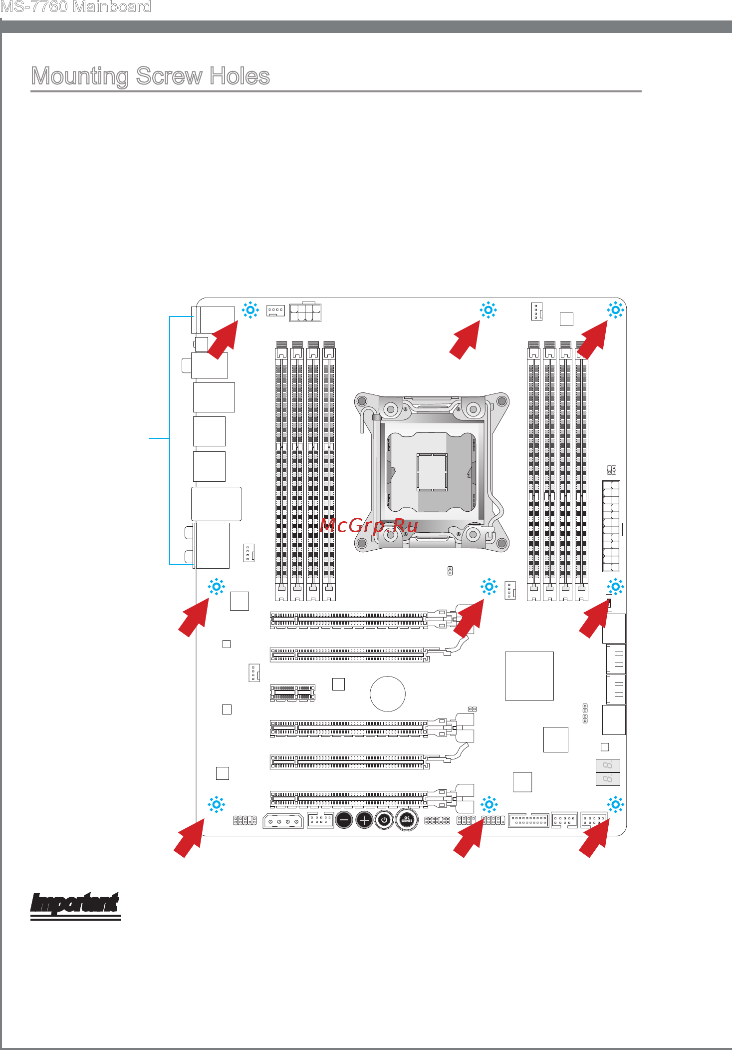 MSI X79A-GD65 (8D) [22/190] Mount ng screw holes