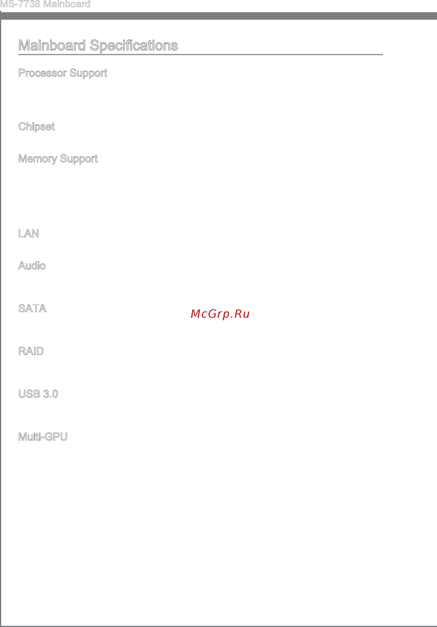 MSI X79MA-GD45 [12/162] Ma nboard spec ficat ons