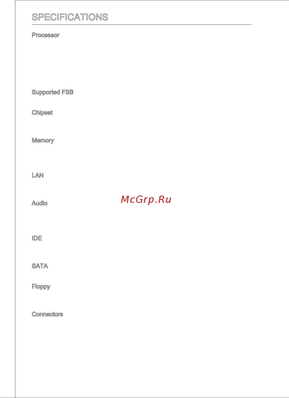 MSI G41M-P31 [10/153] Specifications