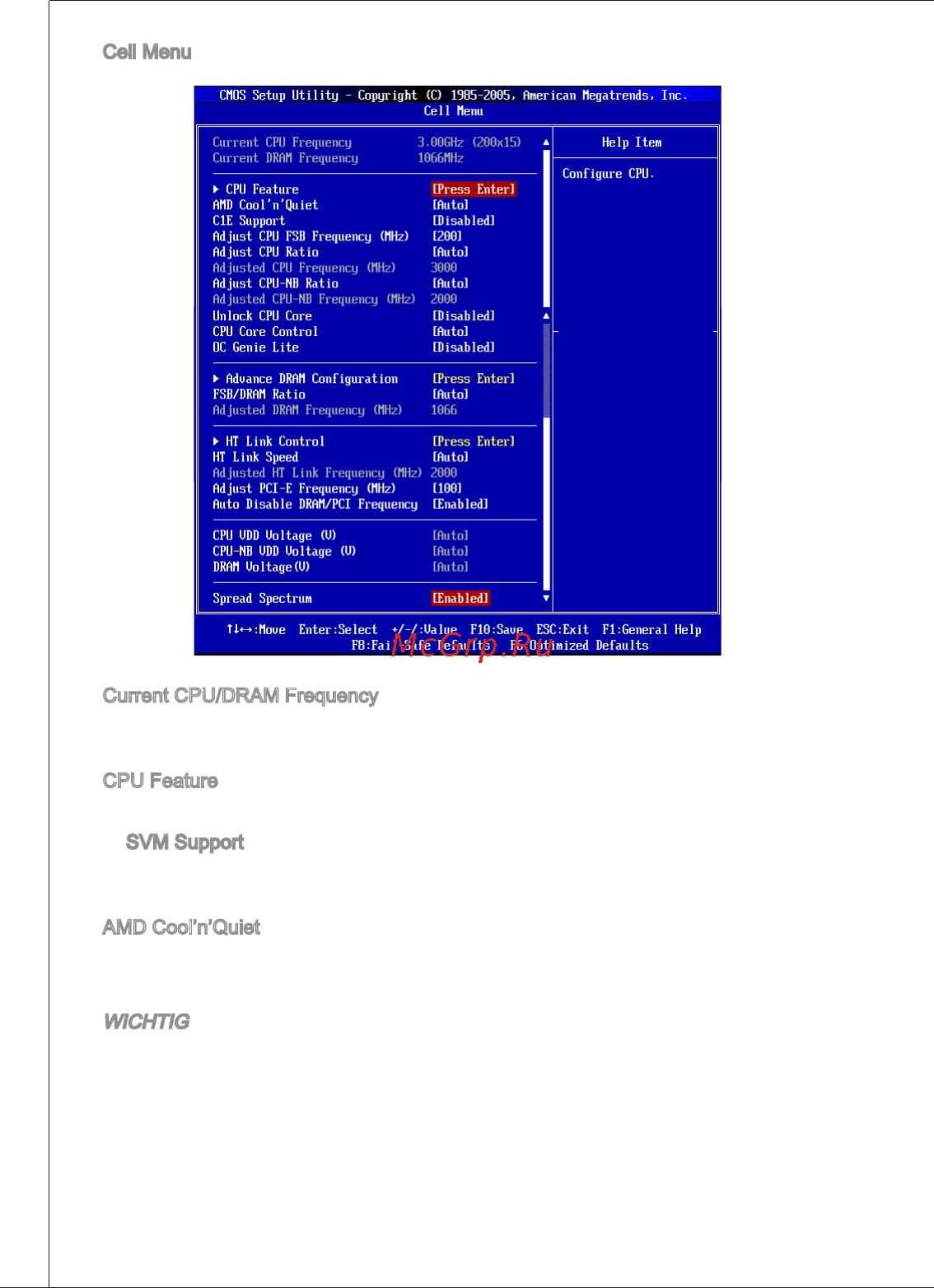 MSI 880GMS-E35 [84/169] Bios setup ausführen und wählen cell menu aus unter cell menu setzen sie