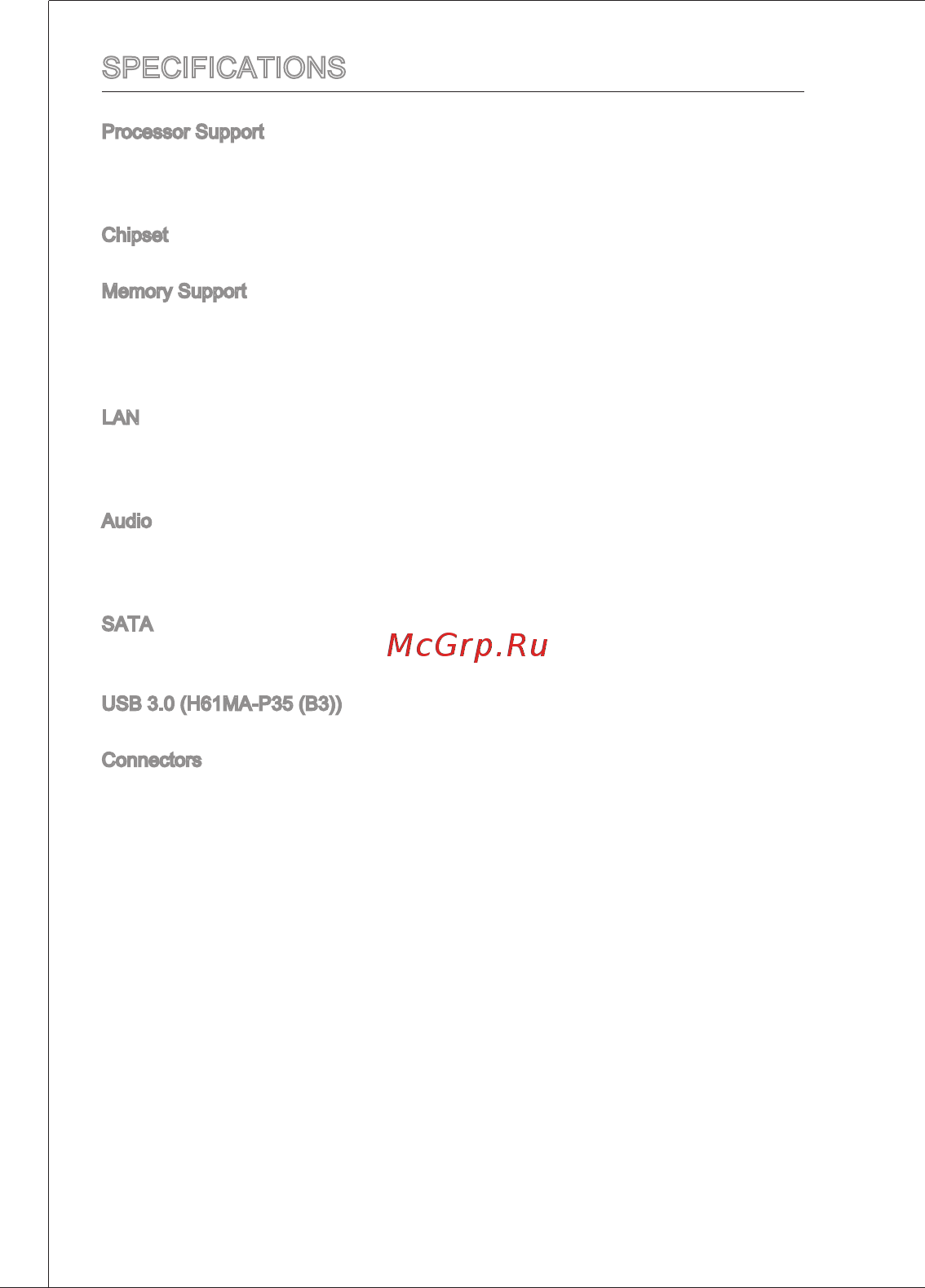 MSI H61M-P21 (B3) [10/137] Specifications