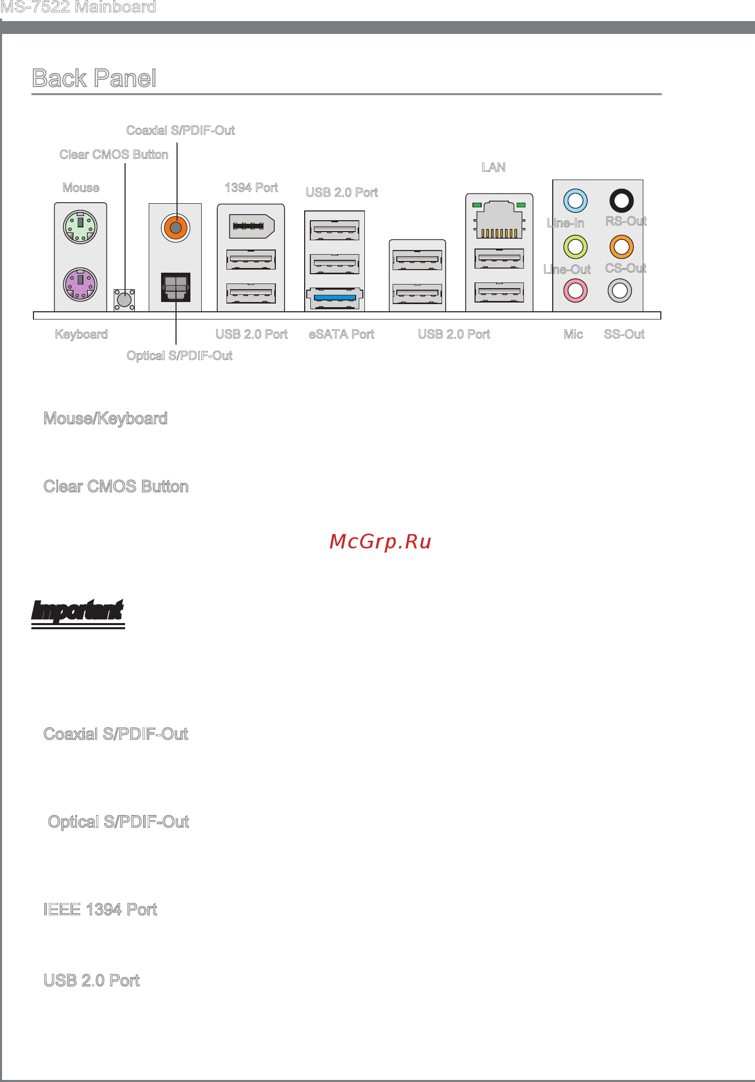 MSI X58A-GD45 [24/170] Back panel
