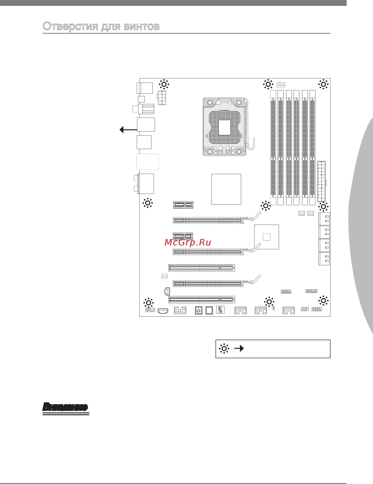 MSI X58A-GD65 [129/162] Отверстия для винтов