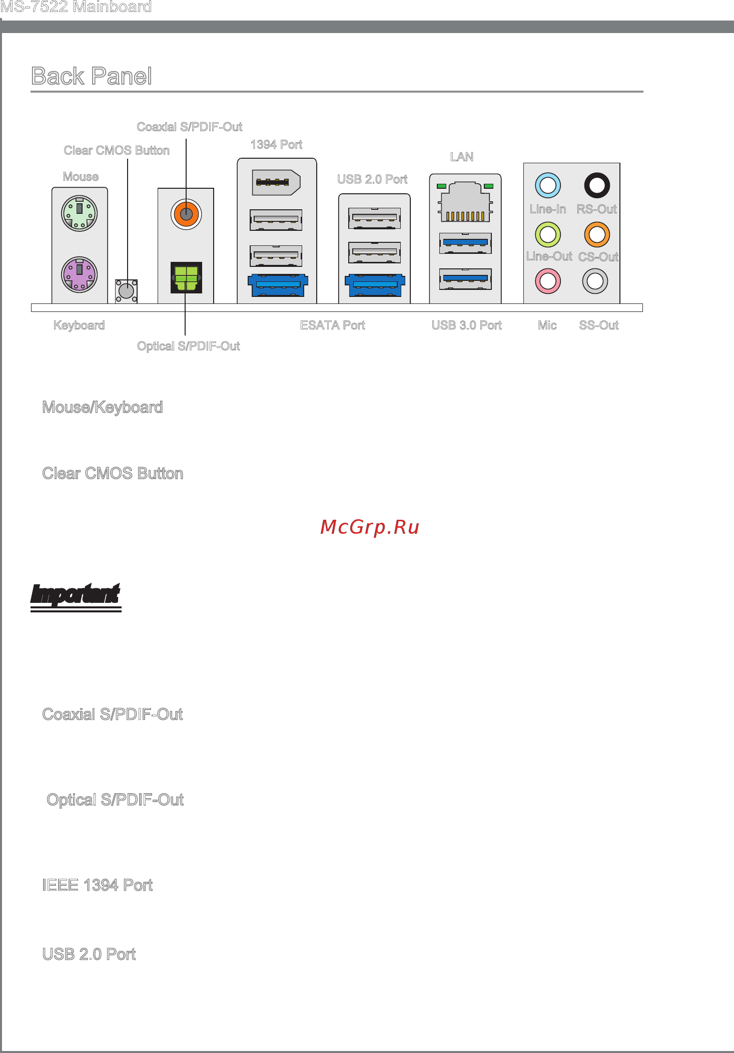 MSI X58A-GD65 [24/162] Back panel