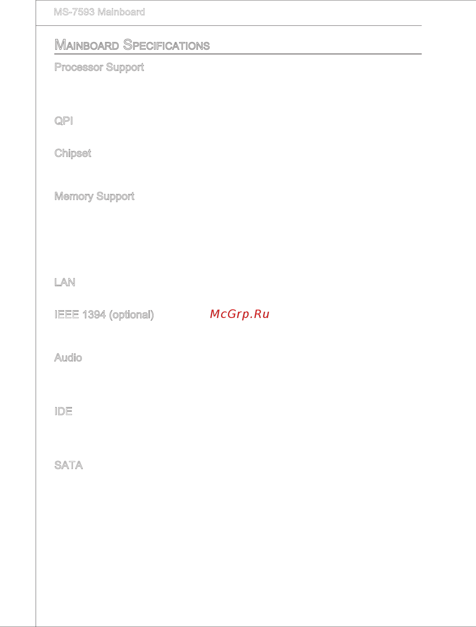 MSI X58M [12/178] Mainboard specifications