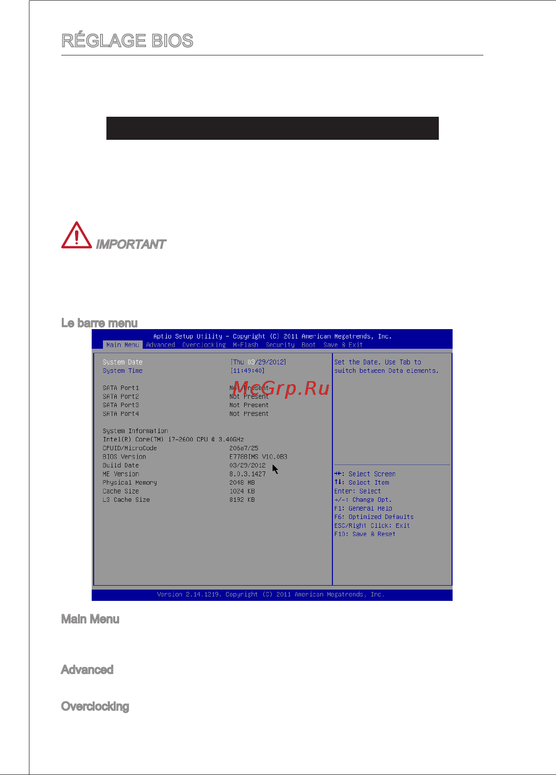 MSI H61M-E22 (G3) [64/171] Réglage bios