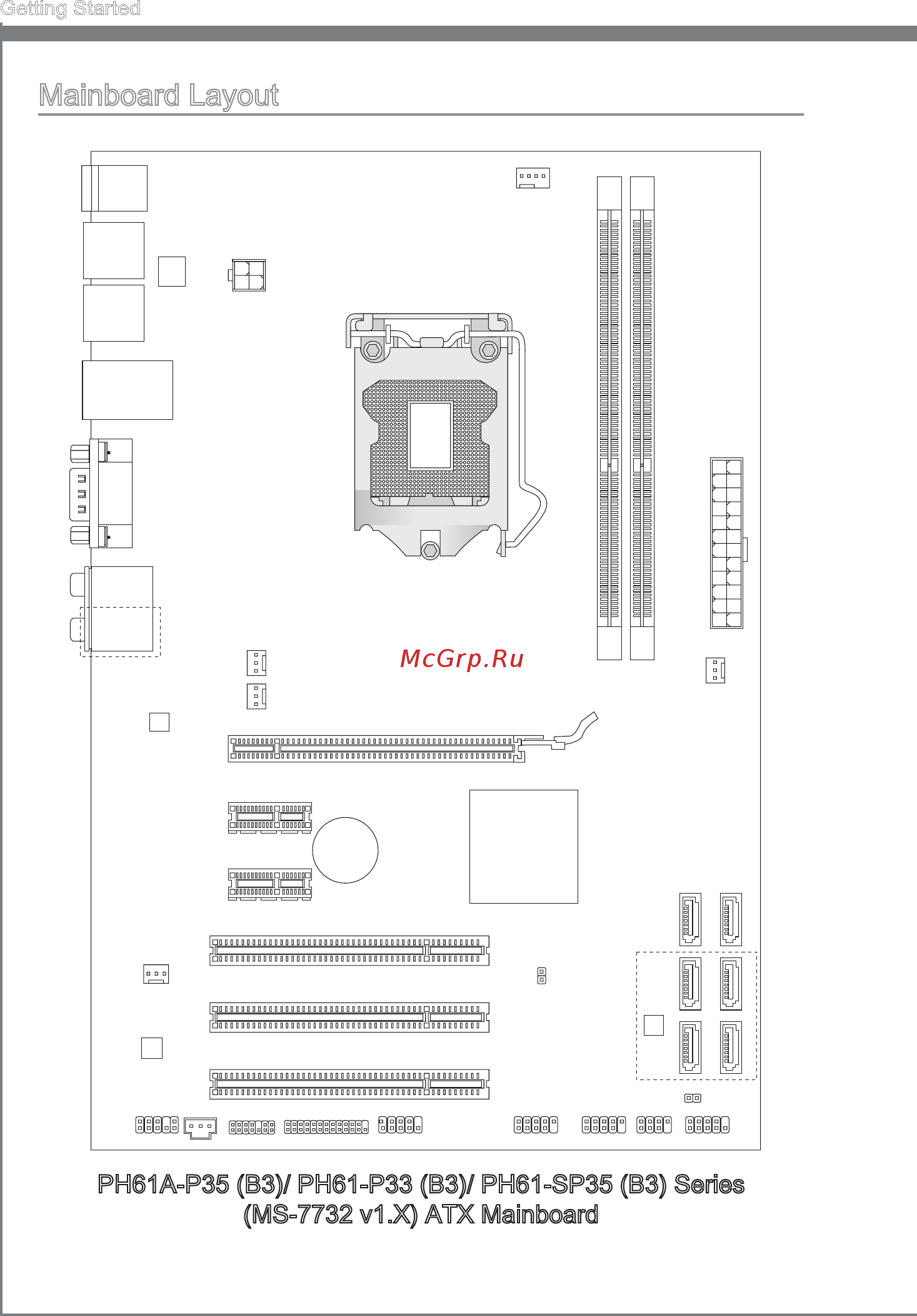 MSI PH61-P33 (B3) [14/62] Mainboard layout