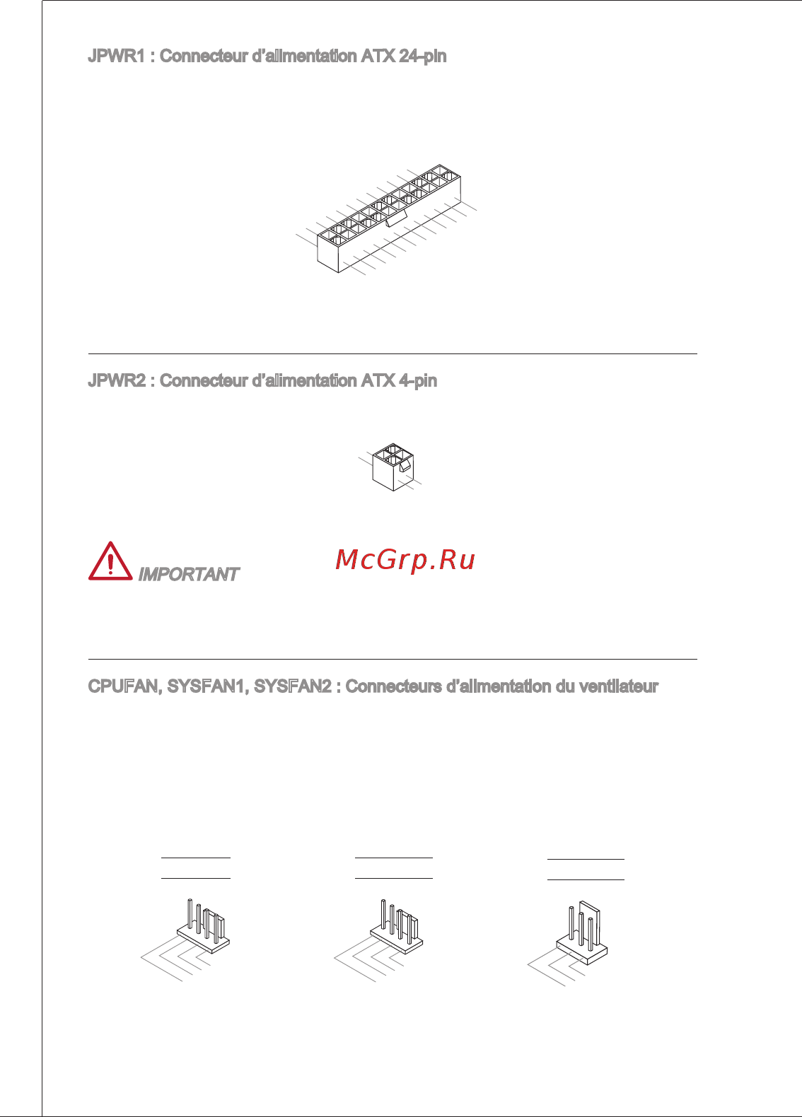 MSI B75MA-P33 [68/204] Cpufan sysfan1 sysfan2 connecteurs d alimentation du ventilateur