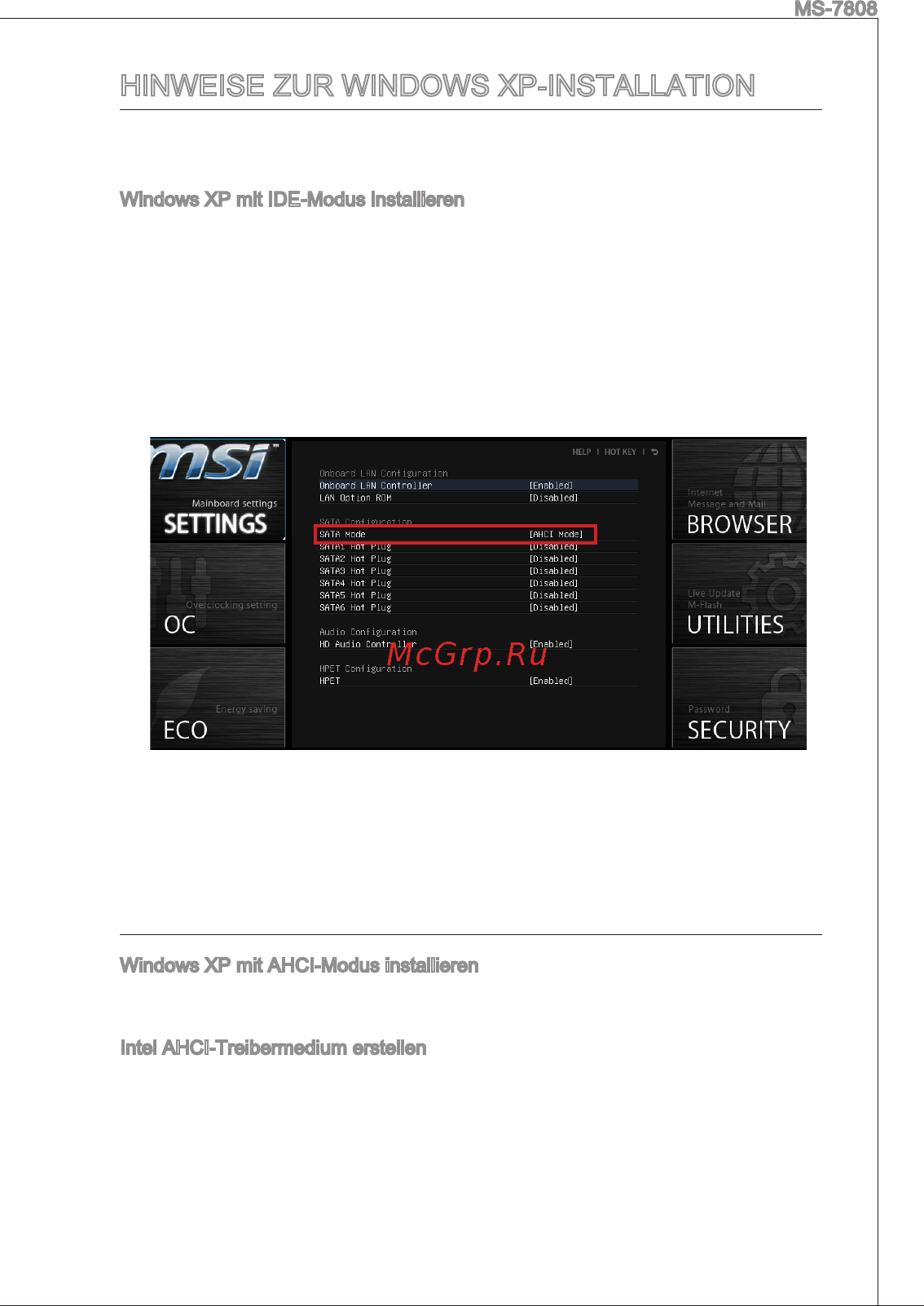 MSI B75MA-E33 [105/203] Hinweise zur windows xp installation