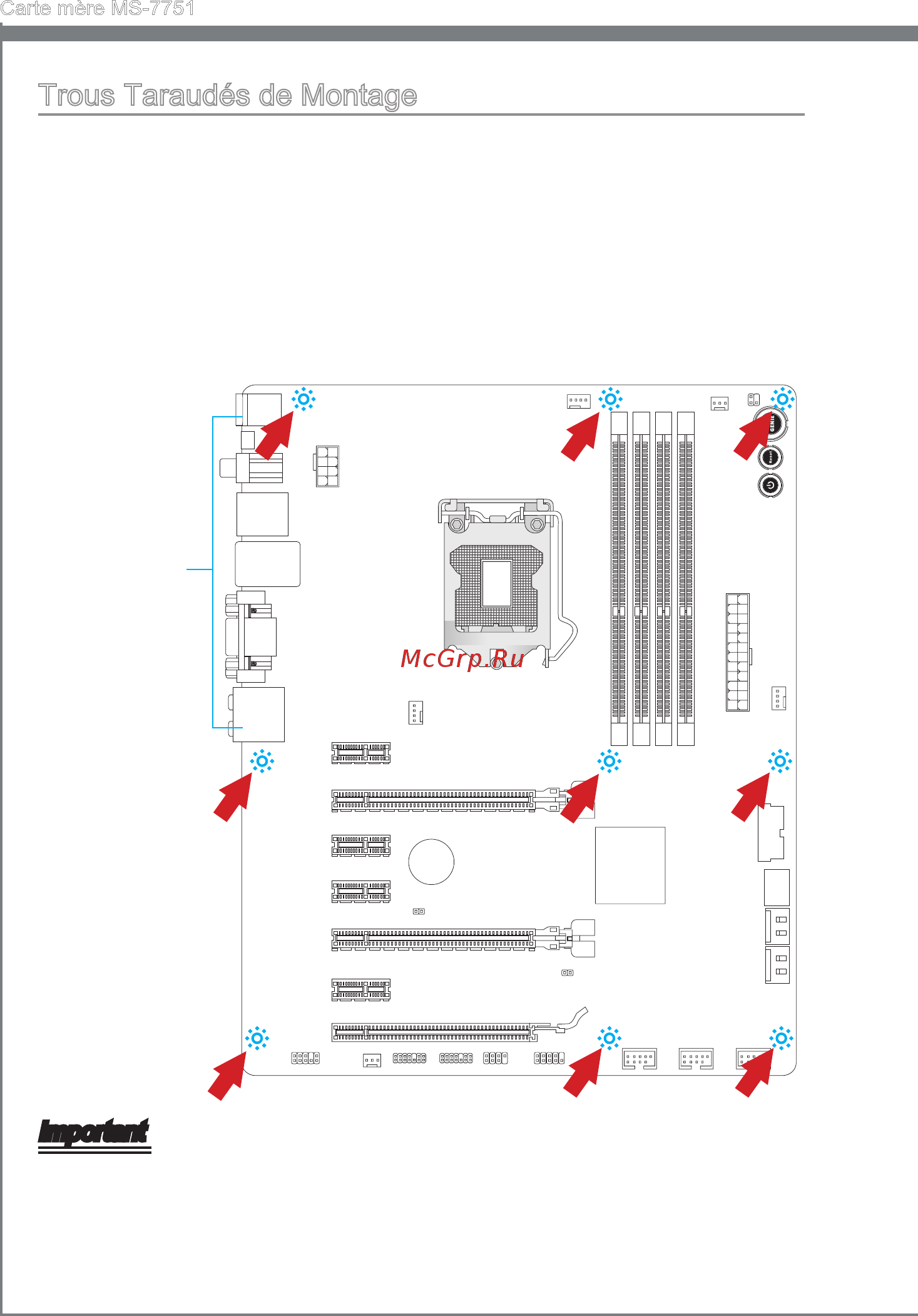 MSI Z77A-GD55 [104/174] Trous taraudés de montage