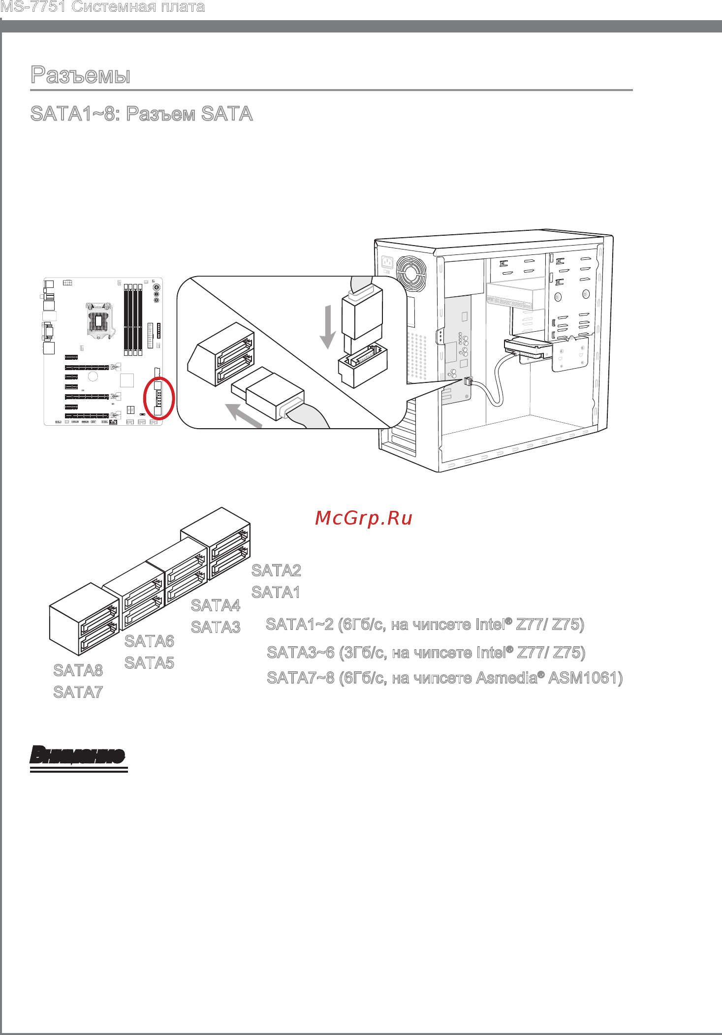 MSI Z77A-GD65 [156/182] Sata1 8 разъем sata