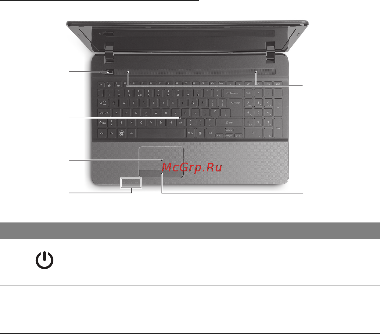 Packard Bell EN TS11HR [16/122] Вид сверху клавиатура
