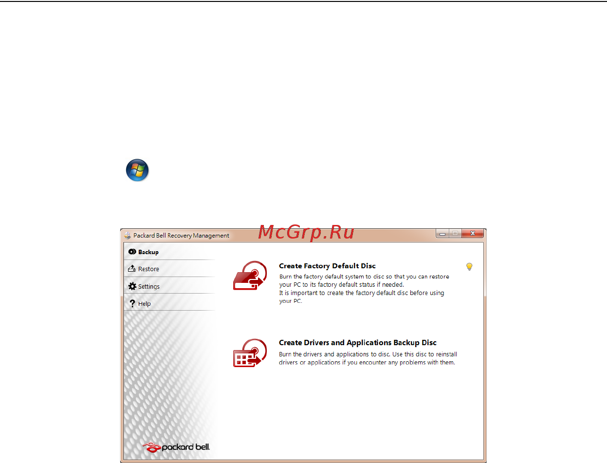 Packard Bell DOT SC [1449/2279] Tworzenie dysków przywracania