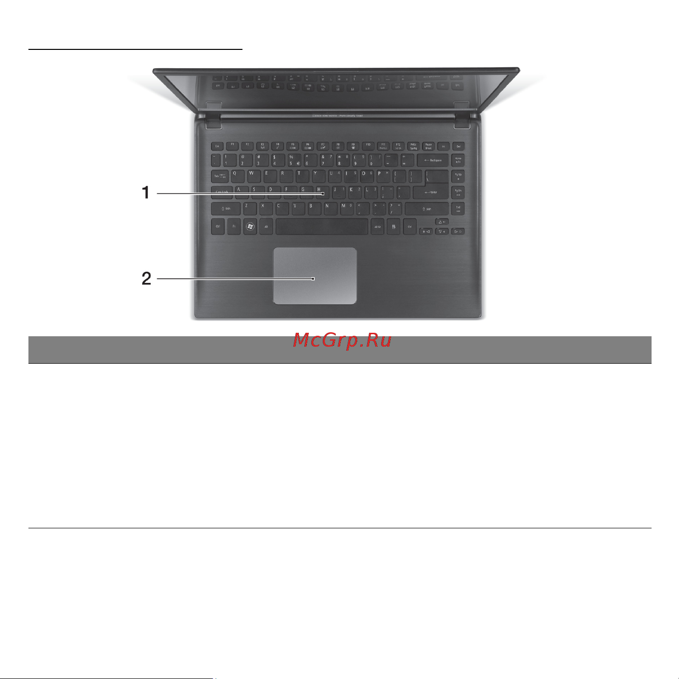 Acer ASPIRE M5-481T [26/104] Вид клавиатуры