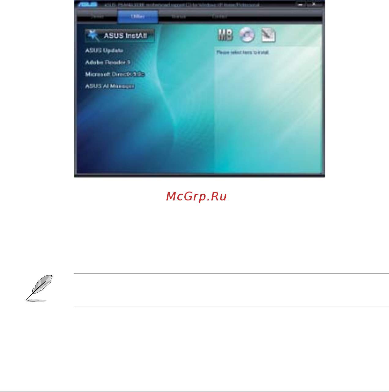 Asus P6-M4A3000E [20/59] Utilities menu