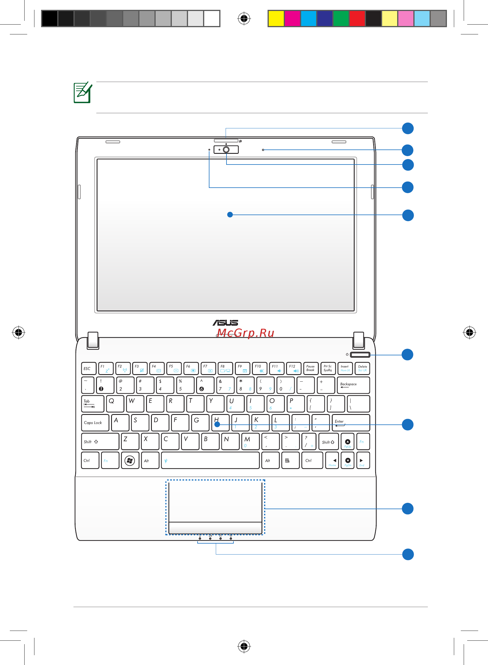 Asus EEE PC 1025CE [3/20] Верхняя сторона