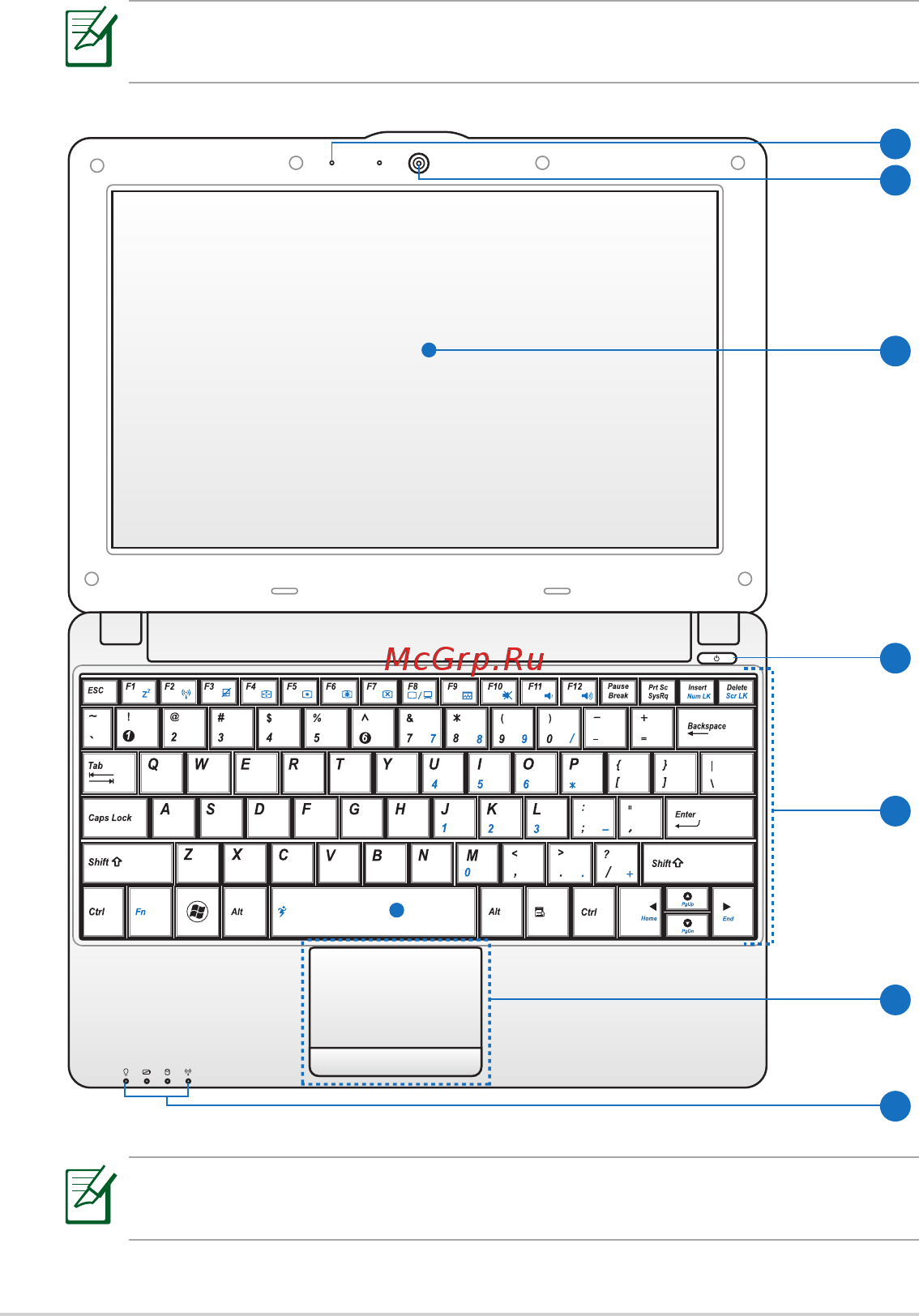 Asus EEE PC 1001PXD [10/58] Верхняя сторона