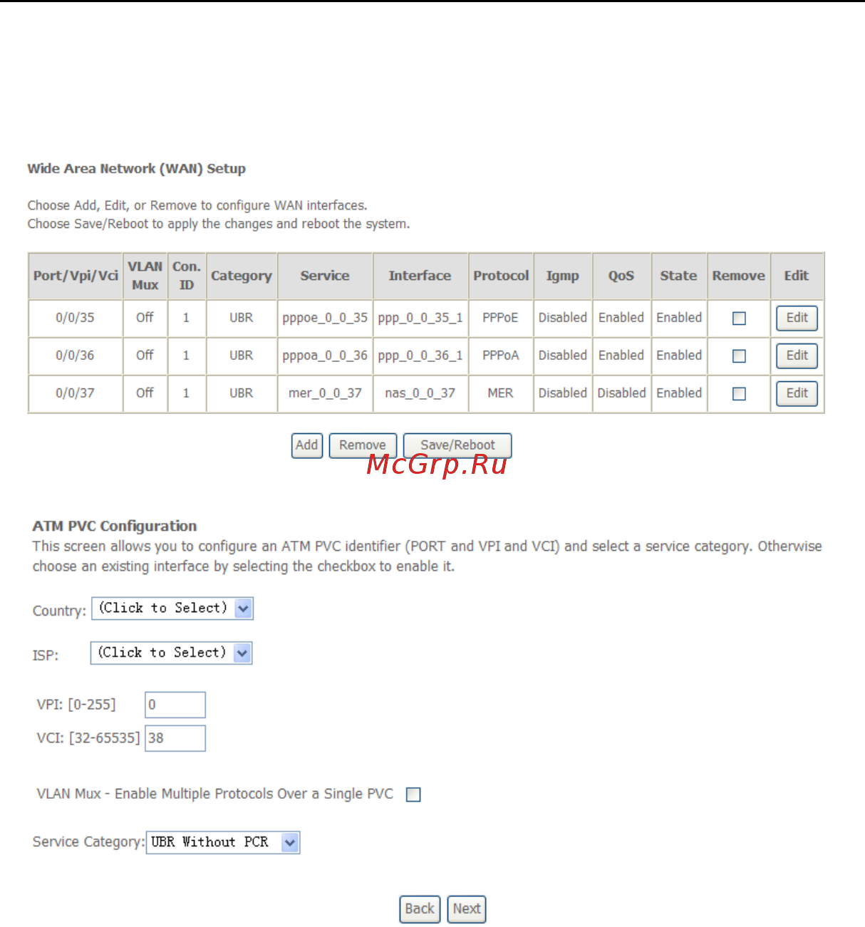 Asus DSL-X11 [31/77] Adding an ipoa pvc