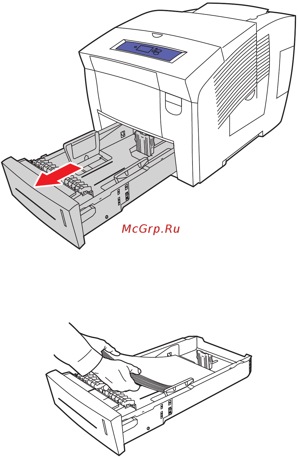 Xerox PHASER 8860MFP [83/162] Печать на глянцевой бумаге из лотков 2 3 и 4